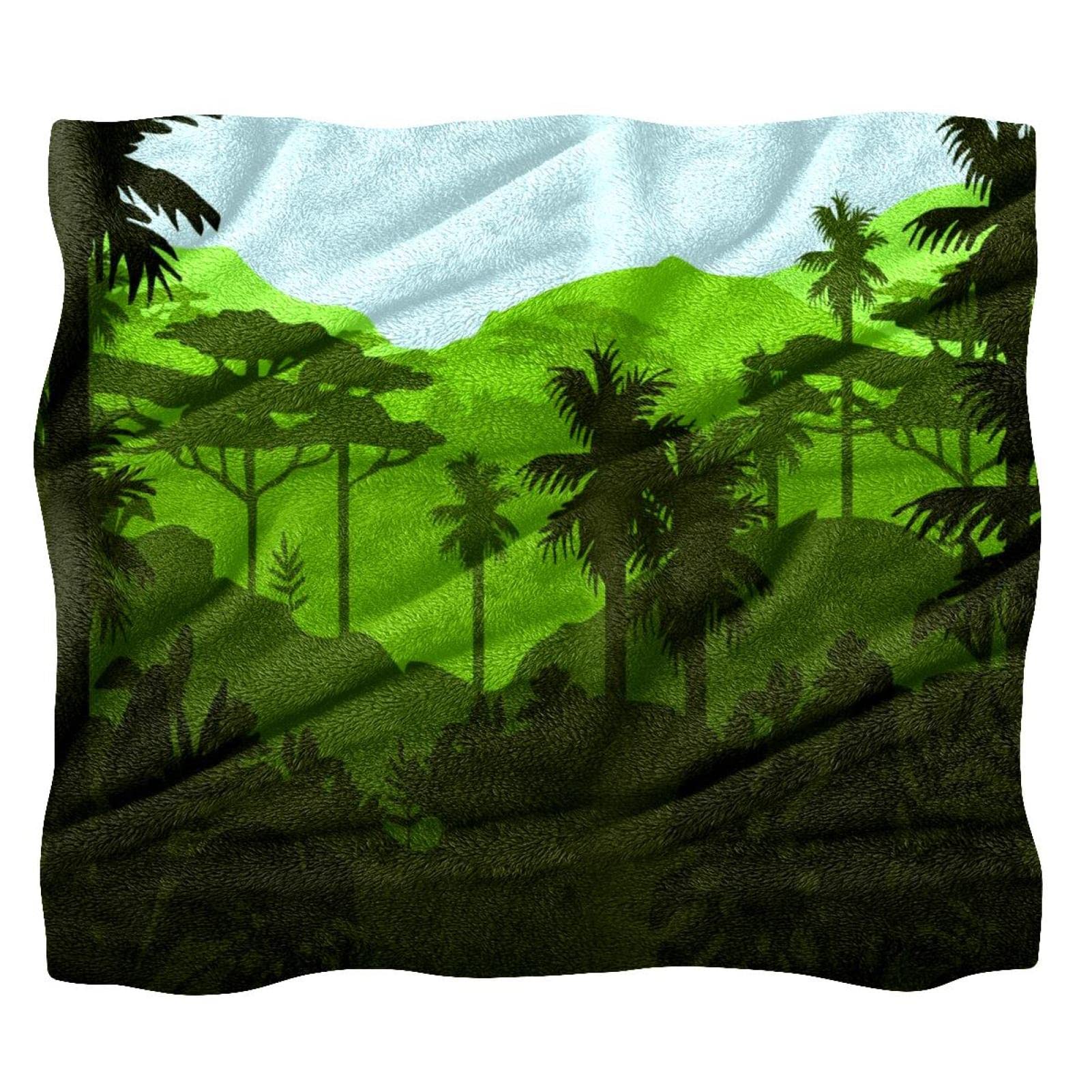 Coperta in pile per divano, divano o letto, accoglienti e morbide coperte tropicali foresta paesaggio palma montagna