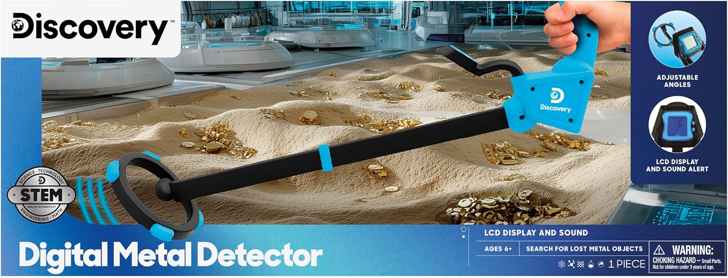 Discovery™ Digital Metal Detector Deluxe for Kids, LCD Display Treasure Hunting STEM Toy with Sound Alerts, Adjustable Outdoor Exploration Tool Ages 6+