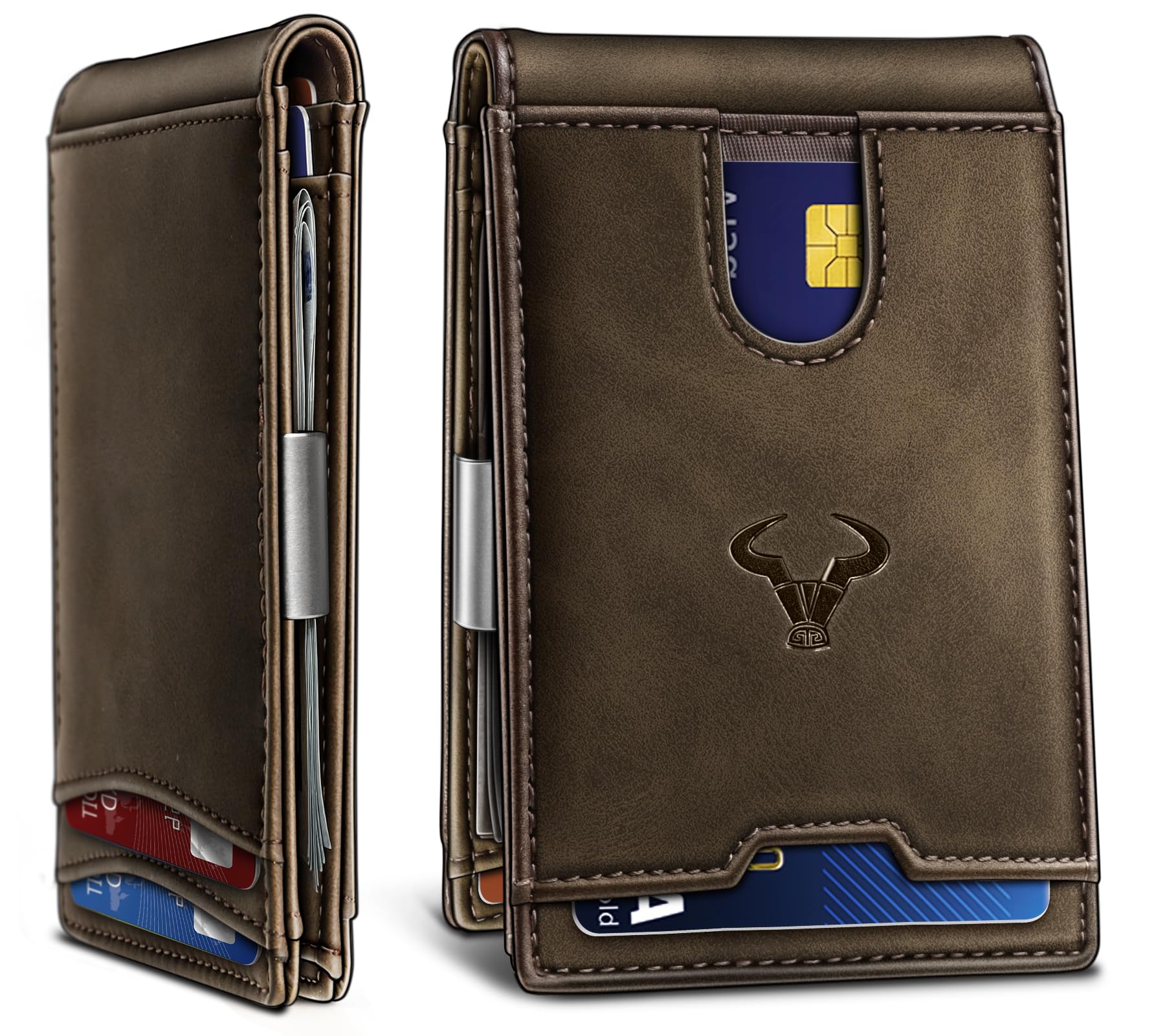 BULLIANT Men Wallet Airtag&Standard Use,Slim Front Pocket Wallet Money Clip for Gifg Men RFID Blocking 11Cards
