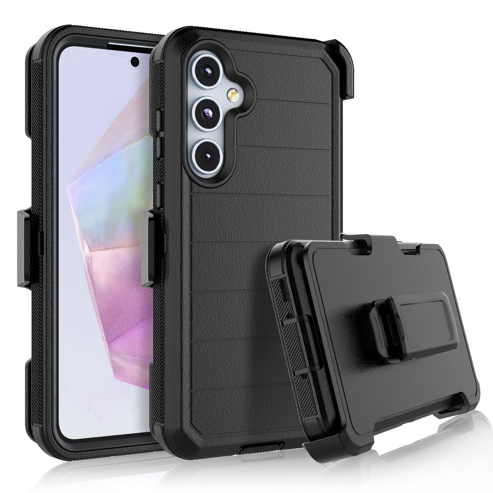 Njjex Rugged Case for Samsung Galaxy A35 5G, for Galaxy A35 5G Case with Belt Clip Holster, Built-in Screen Protector Heav...