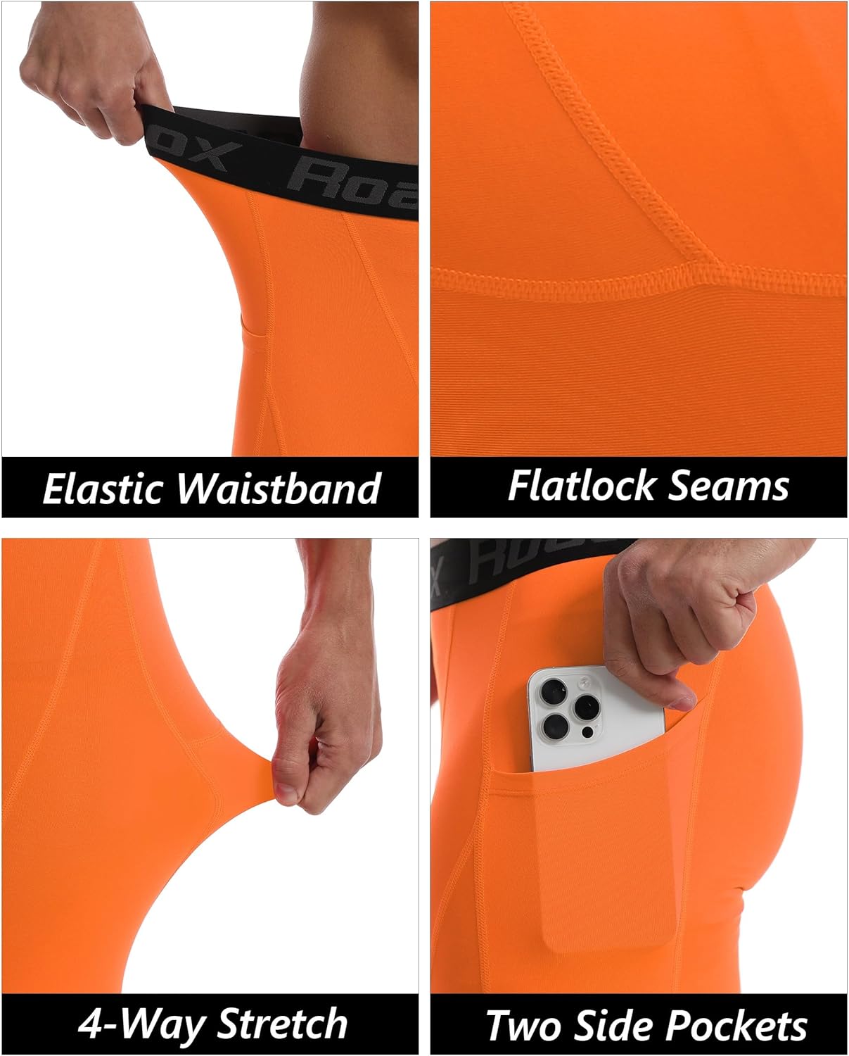 Roadbox Mens Compression Pants Running Tights with Pockets Sports Workout Leggings Athletic Base Layer for Cycling Basketball - Image 4