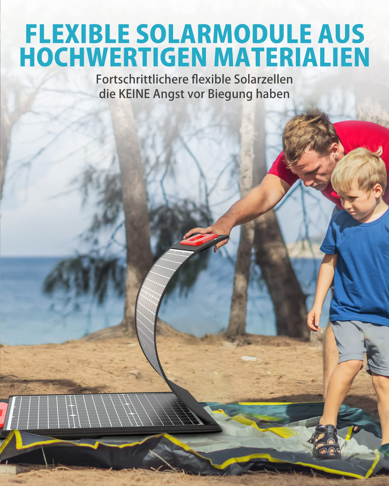 ELECAENTA Ultraleichtes Flexibles 200W ETFE Solar Ladegerät Faltbares Monokristallines Solarmodul XT60-Ausgang, für Generator Power Station, Outdoor-Camping, Wohnmobil, 5kg