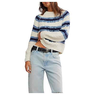 Free People Frankie Cable Striped Pullover Women