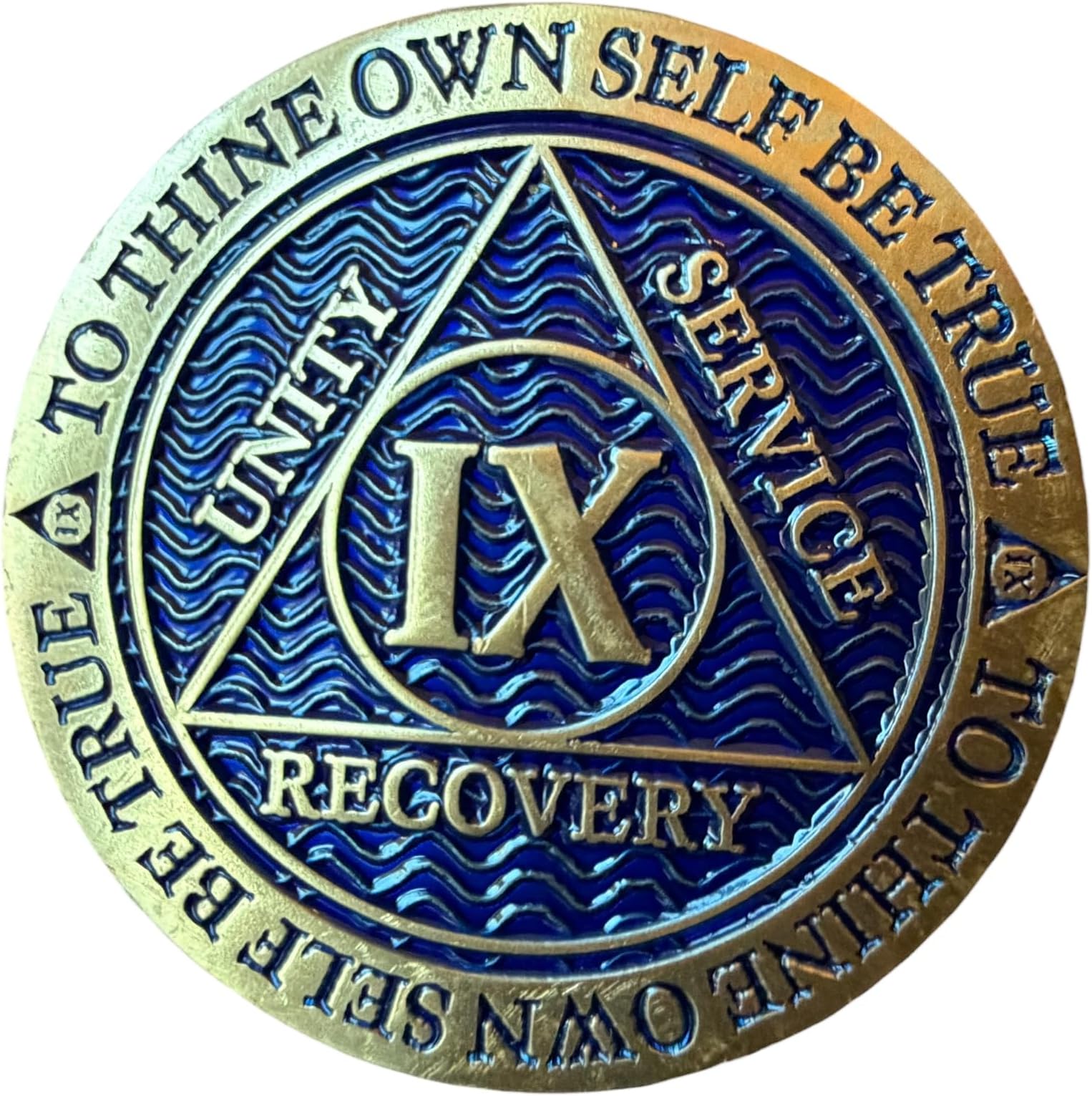 RecoveryChip 9 Year AA Medallion Reflex Antique and Blue Color Bronze Chip IX