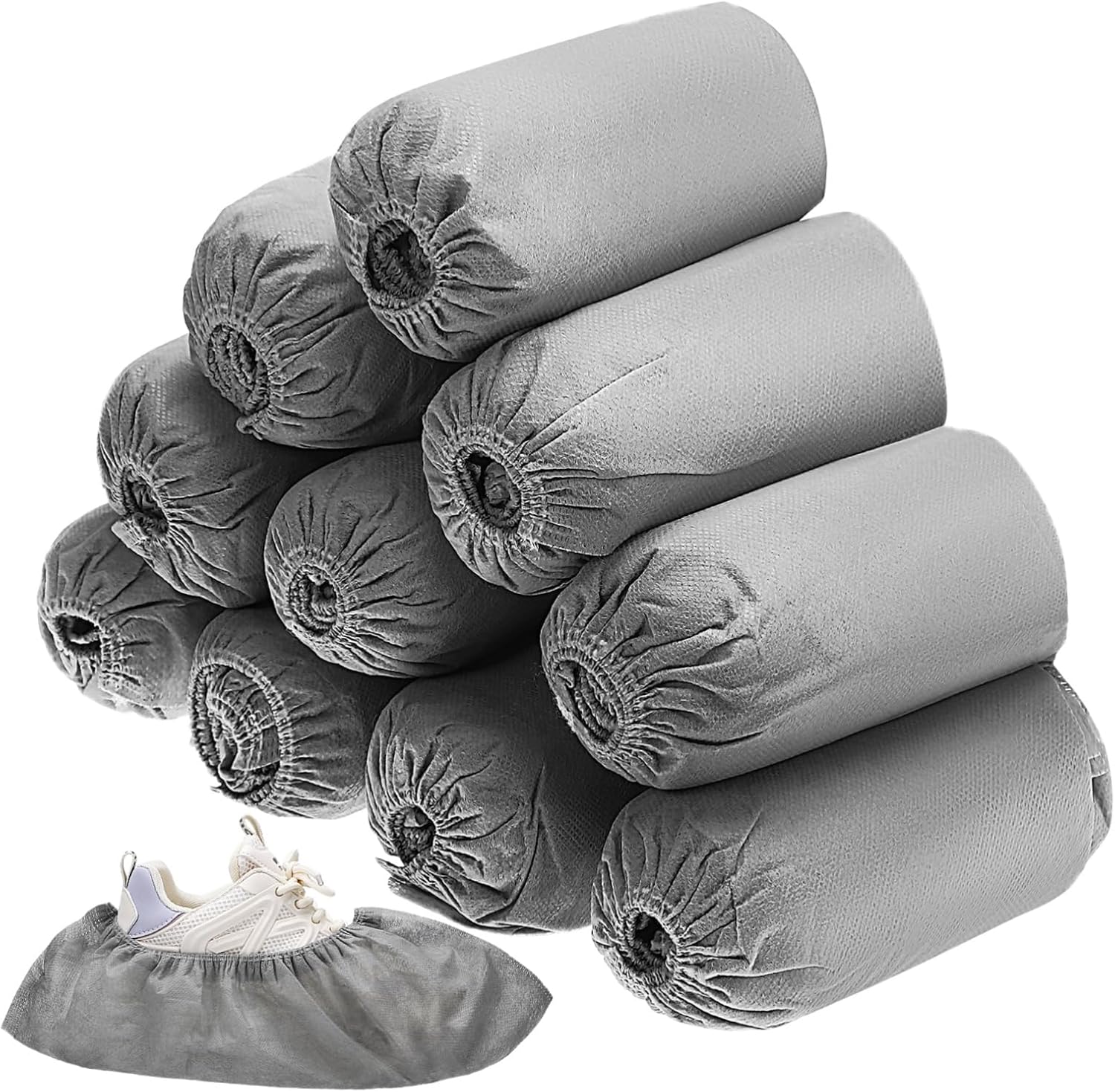 Gray Shoe Covers 100 Pcs Disposable Overshoes Non-slip Boot Covers Shoe Protectors for Indoor Use Machine Washable