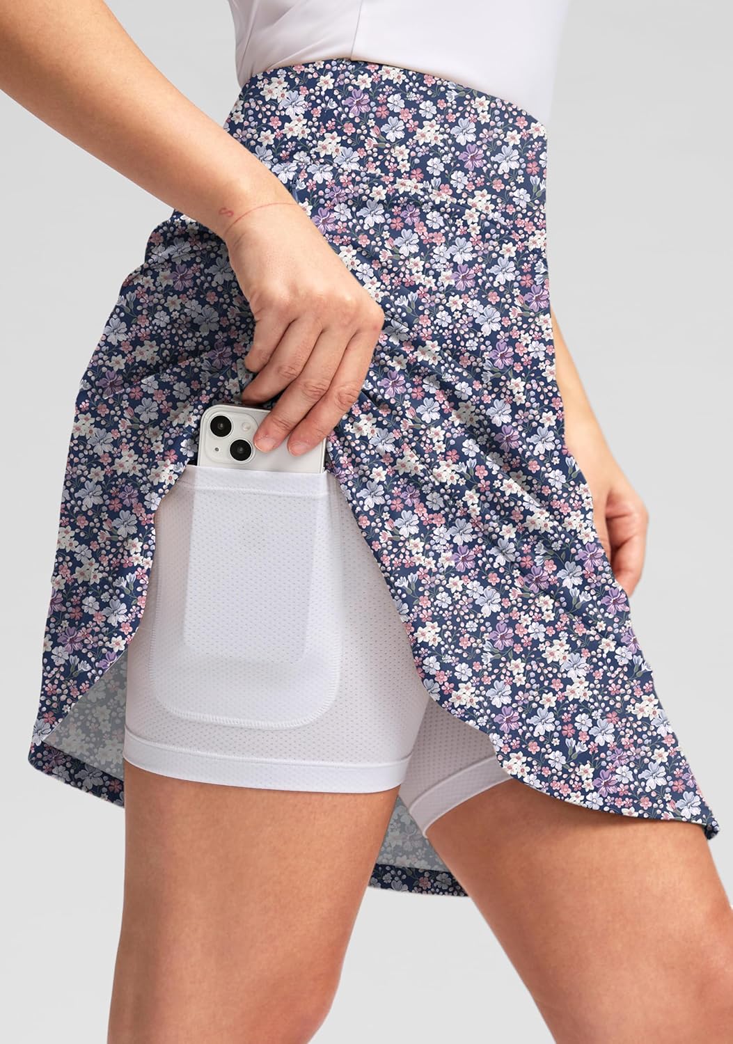 Viodia 20" Knee Length Skorts Skirts for Women with Pockets High Waisted Athletic Tennis Golf Skort for Casual Summer