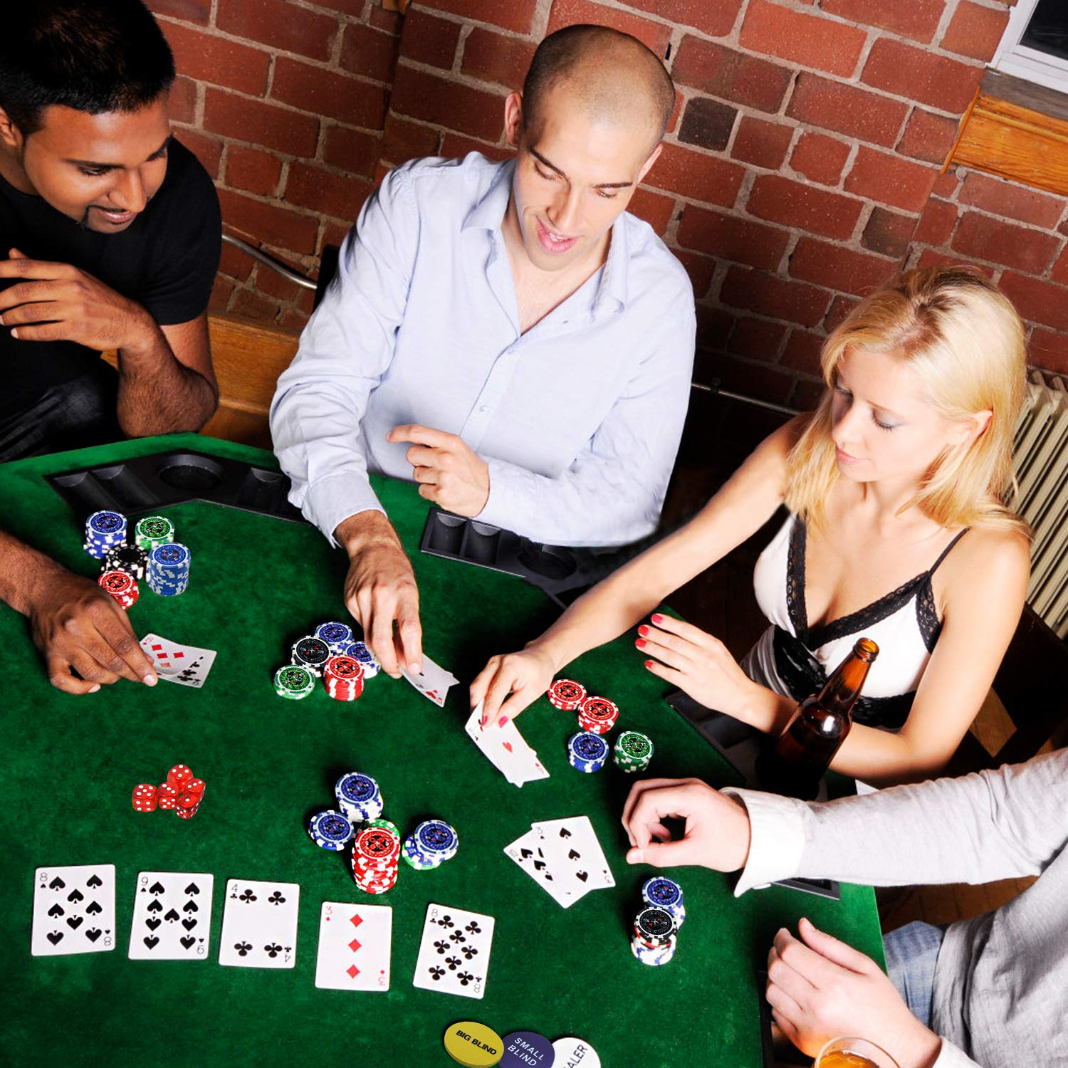 Mallette de Poker 500 Jetons Laser Coffret de Poker Poker Set Jetons de Poker avec 2X Jeux de Poker, 3X Bouton Dealer, 5X dés, Mallette en Aluminium avec 2 clés - Noir