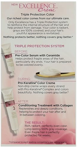 Miniatura 95 de L'Oreal Paris Excellence Triple Protection - Coloración permanente para el cabello, marrón oscuro [4] 1 unidad (paquete de 10 unidades)
