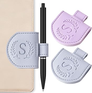 Personalized Magnetic Bookmark Pen Holder, 2 Pcs Letter Custom Book Mark Journal Clip, Gifts for Book Lovers Reading Women, Blue & Purple, Letter S