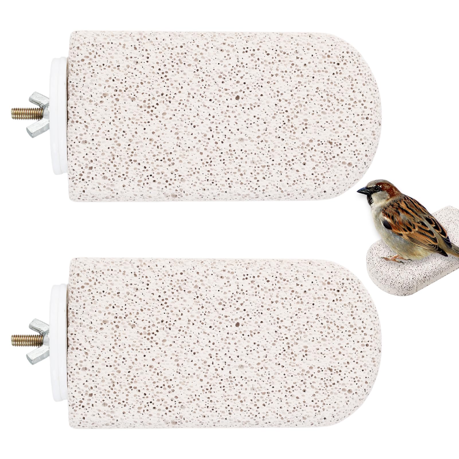 2Pcs Natural Pumice Bird Perch, Ice Cream Shaped Grinding Stone Stand, Cage Platform for Beak Nail Grooming Small Budgie Cockatiel Conure
