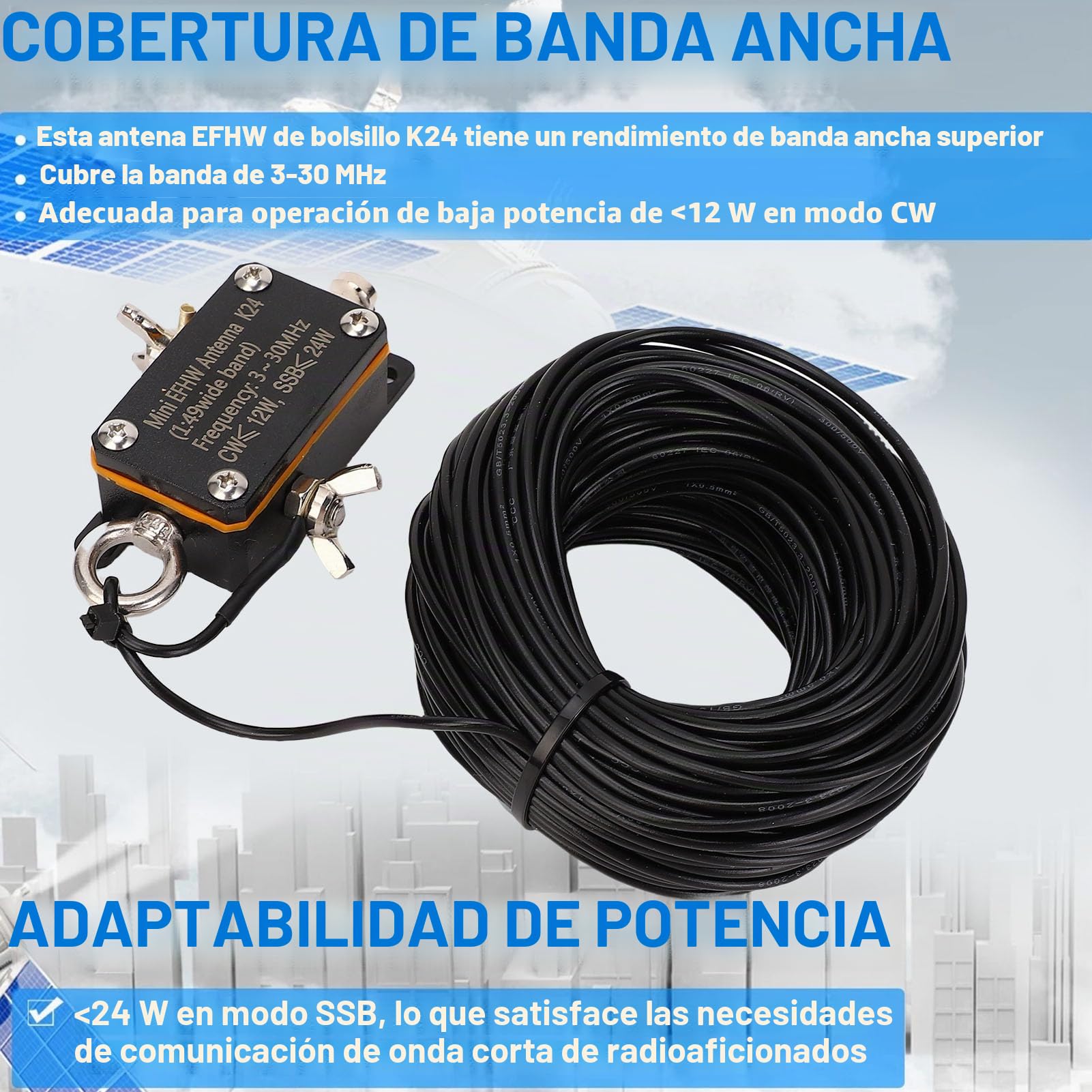Antena de Corta Portátil de la Corta Fed Antena Fed Antena Antena EFHW 3 30MHz 40m 20m 15m 10m Bandas para la Radioaficionada, 1:49 Antenas de Radio Alimentadas con el
