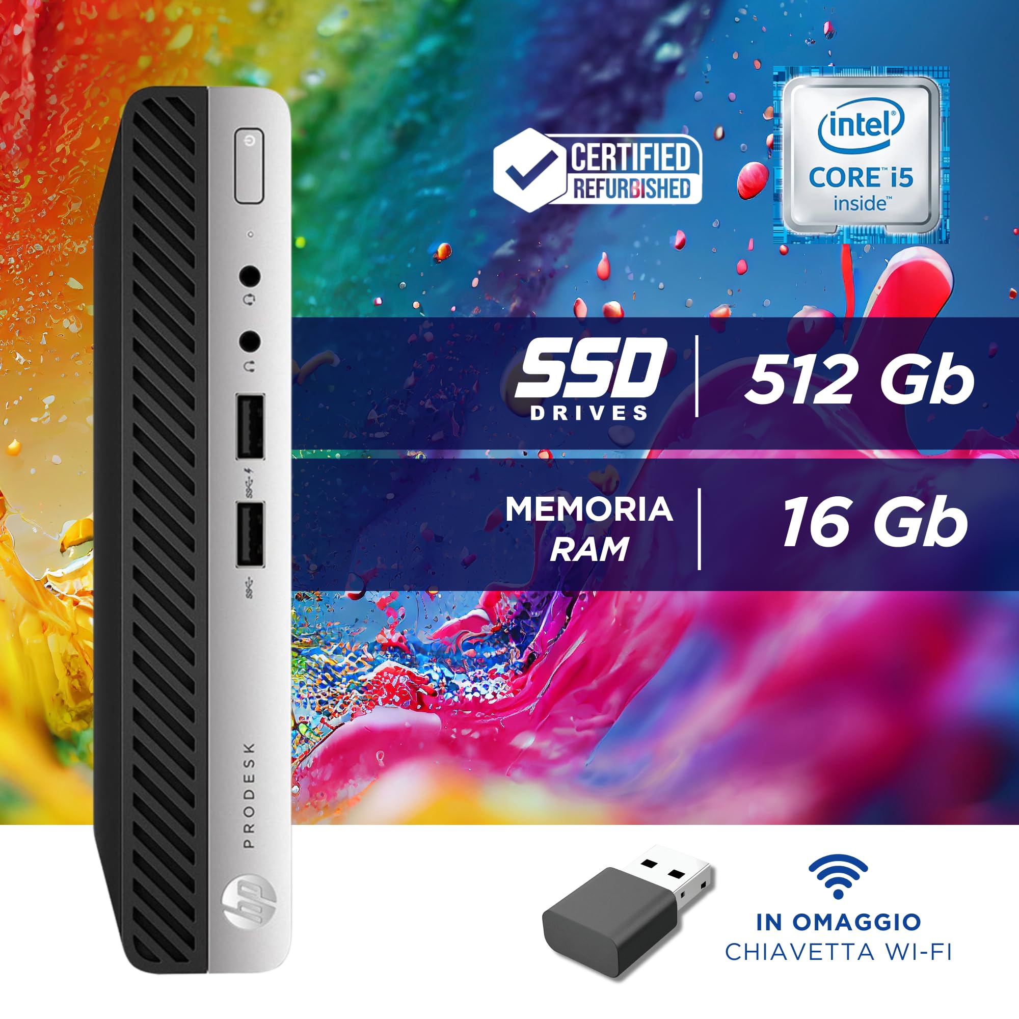 HP Prodesk, Mini Pc Tiny, Intel i5-8500T 6 Core 2.1 Ghz, Ram