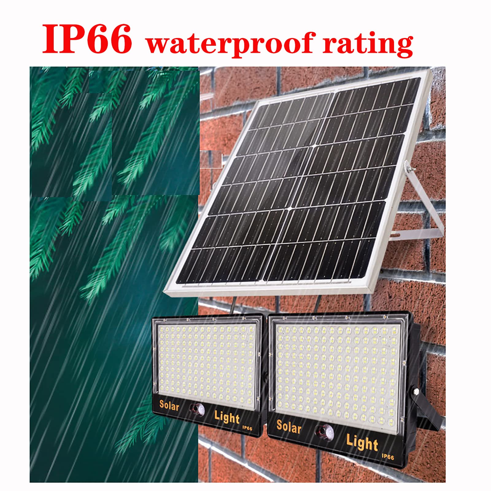 Lampa solarna IP67 wodoodporna, solarna lampa powodziowa ogrodowa droga do domu o wysokiej jasności, roczny 0 rachunek za energię elektryczną 300 W, 400 W (100 W, czarna)