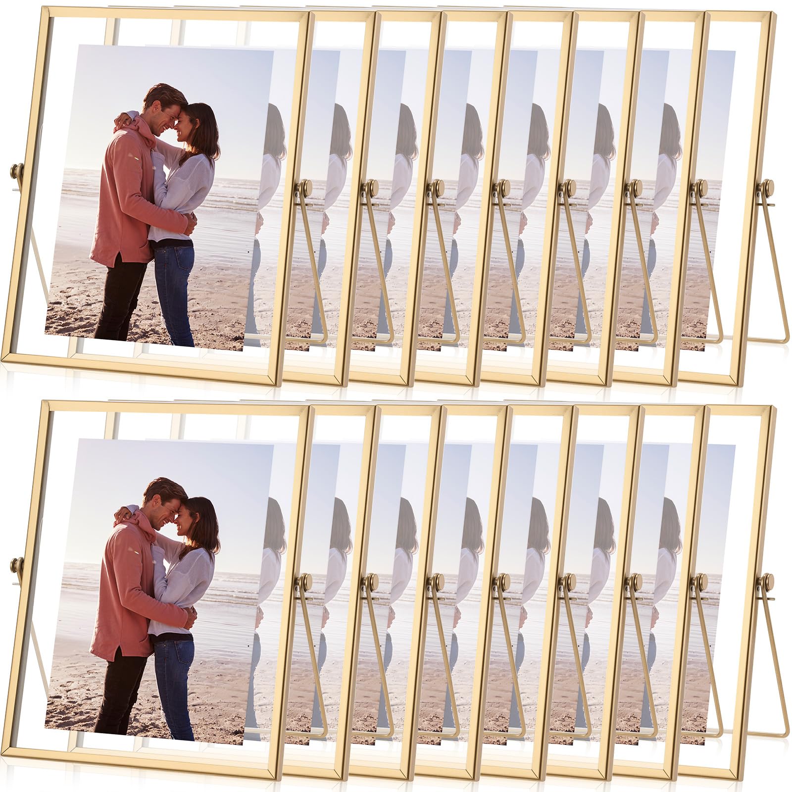 Photo 1 of Hoteam Gold Metal Glass Photo Frames 5 x 7 Inches (16 Pcs)