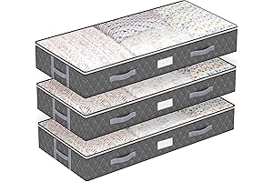 Fixwal Under Bed Storage Bins 3 Pack with Clear Windows Lids