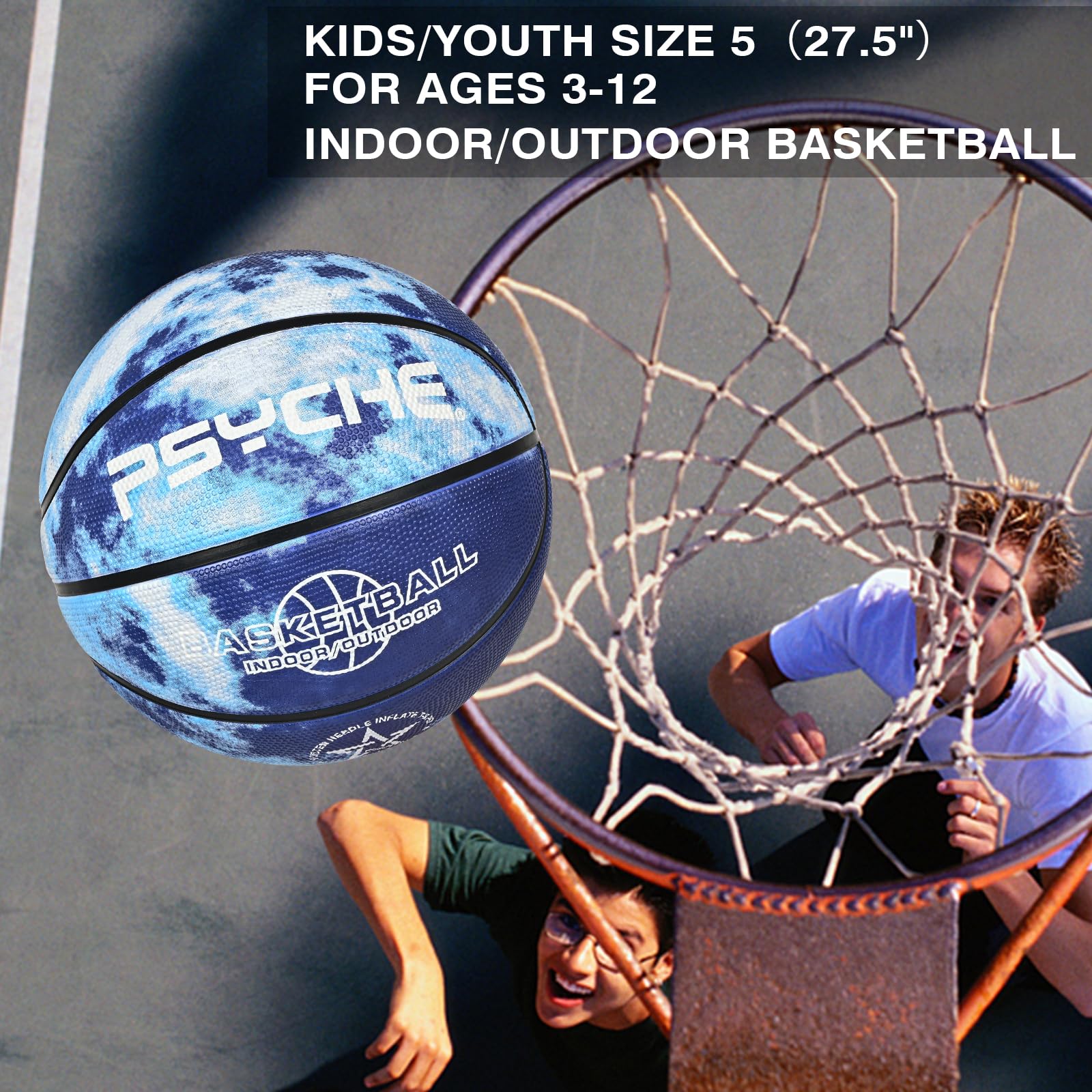 Ballon De Basket Taille 5 En Caoutchouc - Pour Extérieur, Adulte Et Enfant - Antidérapant, Durable - Poids 450g