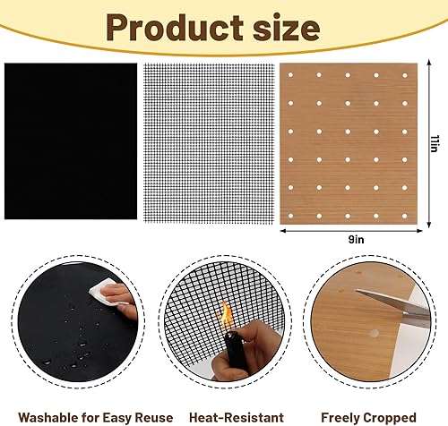 Miniatura 2 de 6 tapetes antiadherentes reutilizables para horno tostador, 9 x 11 pulgadas, de malla fácil de limpiar, compatibles con Breville, Cuisinart, Ninja