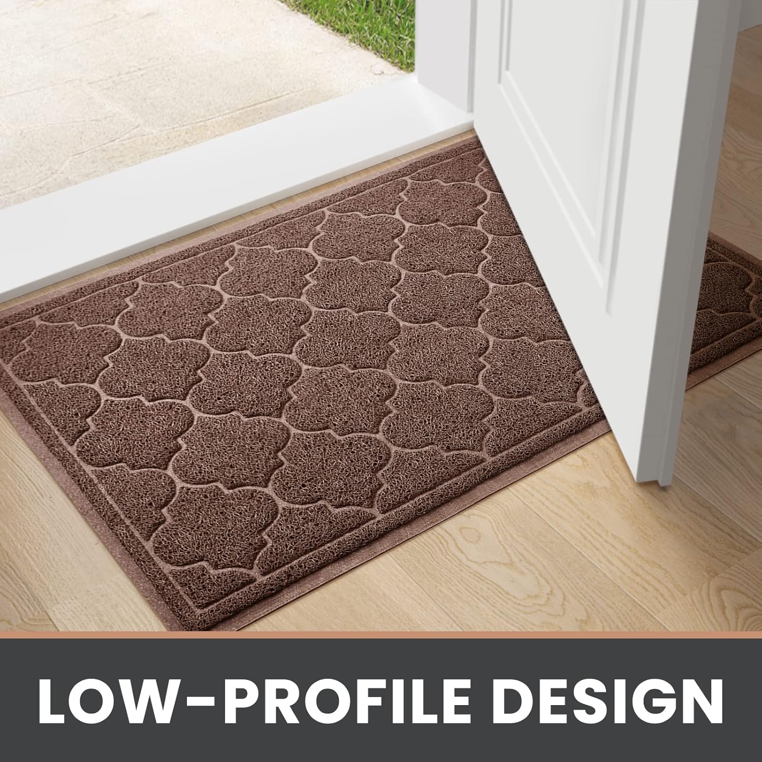 LuxStep Door Mat Large 24"x36"Indoor Outdoor Doormat, Non-Slip Low-Profile Design Floor Mat, Trap Dirt and Dust Front Door Welcome Mat for Entryway,Patio,Garage,High Traffic Areas,Coffee