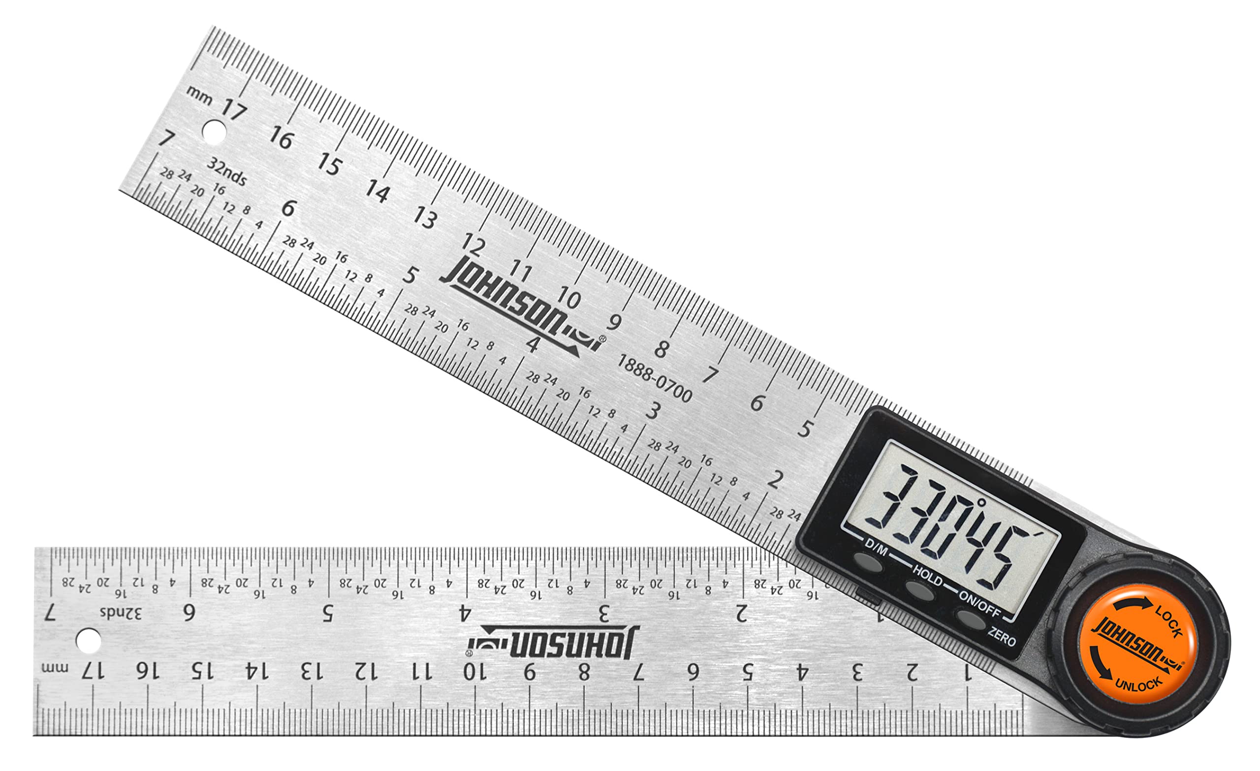 JohnsonLevel & Tool 1888-0700 Digital Angle Locator and Ruler, 7", Grey, 1 Locator