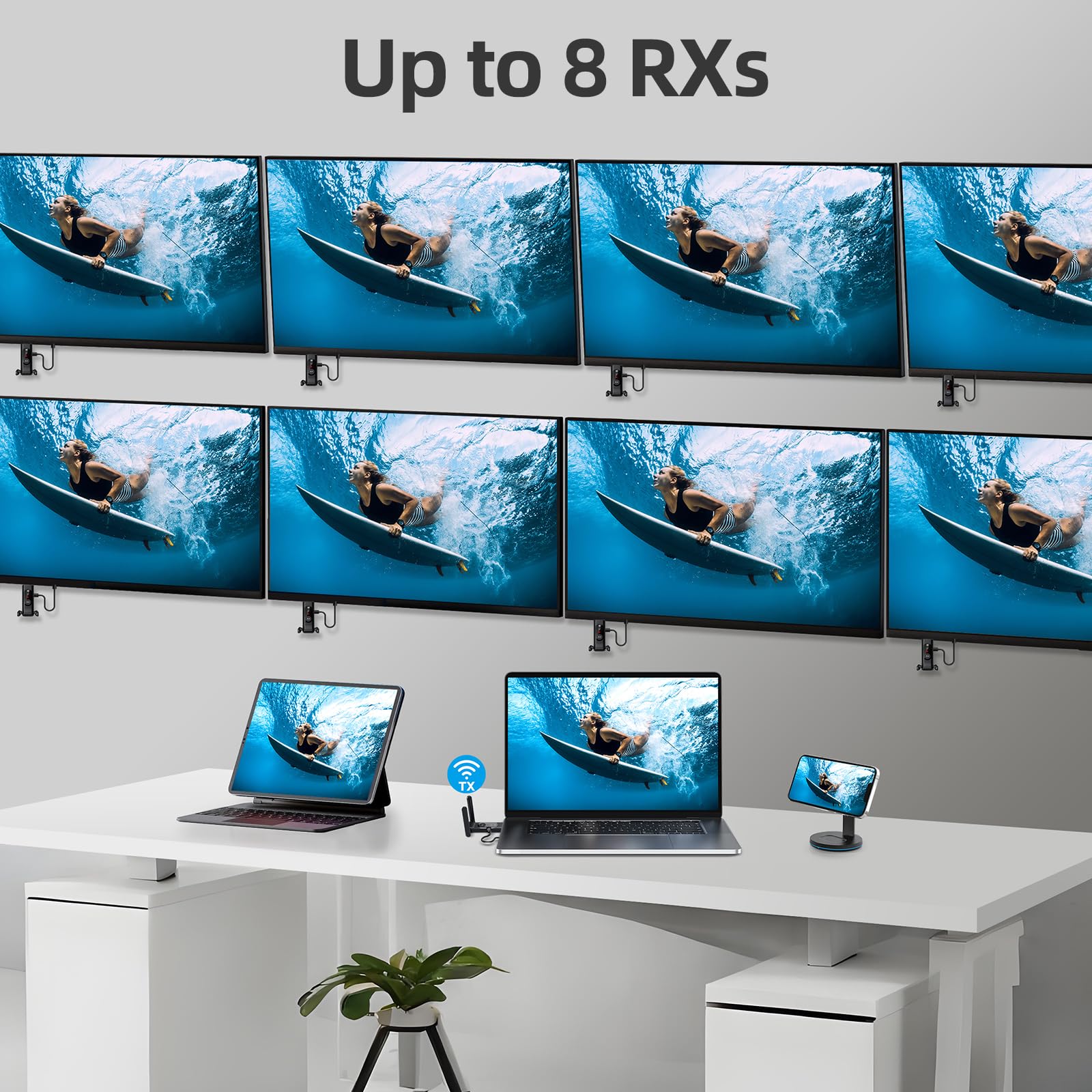 Émetteur et récepteur HDMI sans fil, 50 m, écran d'affichage LED, Plug and Play, contrôle thermique intelligent, 2,4 + 5 GHz, jusqu'à 8RX, flux vidéo sans fil depuis un ordinateur portable, une TV Box