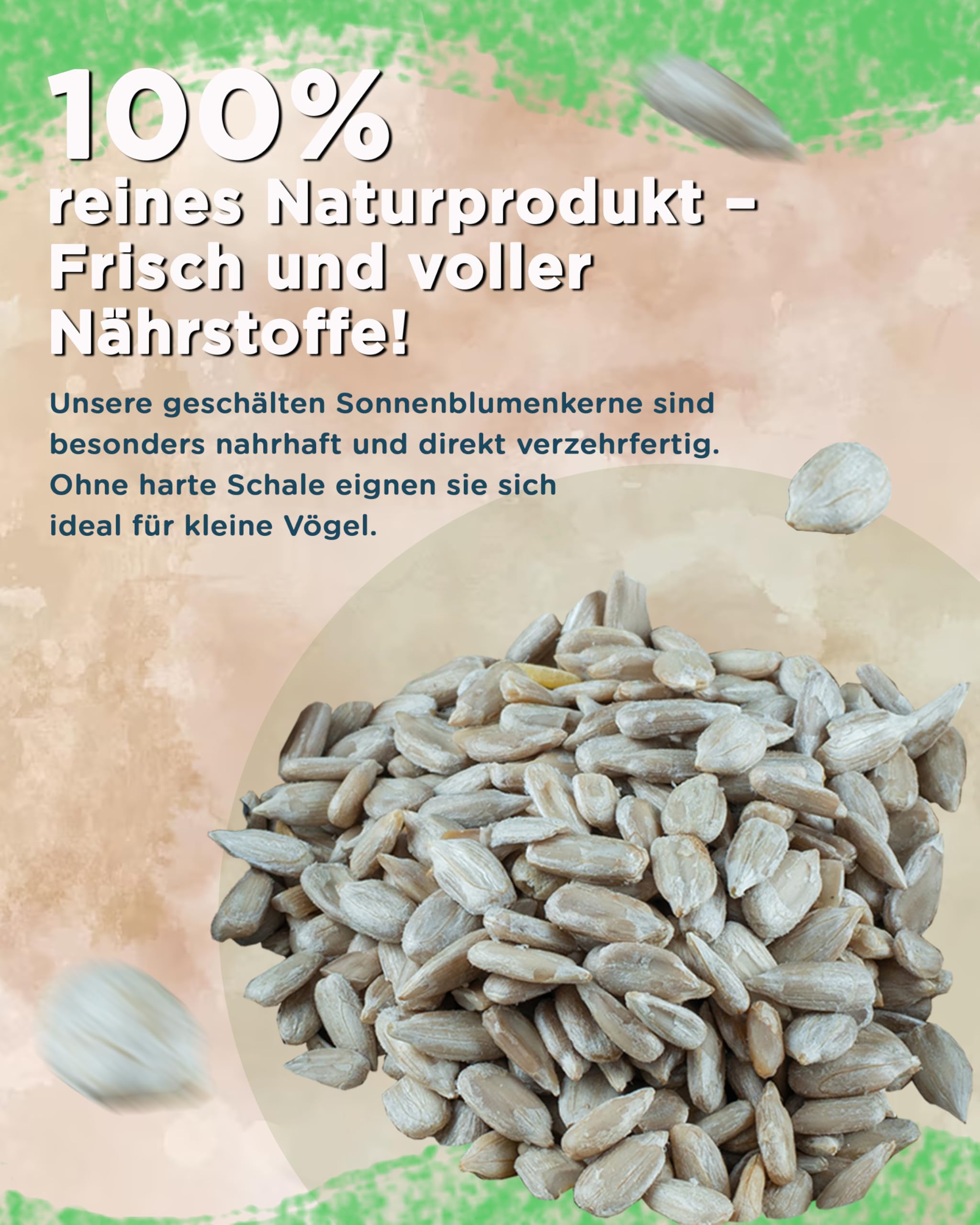Futterbauer 25 kg Geschälte Sonnenblumenkerne für Vögel, 100% Natur, Nährstoffreiche Energiequelle für Wildvögel, Ohne Schalen & Abfall, Ideal für Futterstellen, Frisch & Hochwertig, Ernte 2025