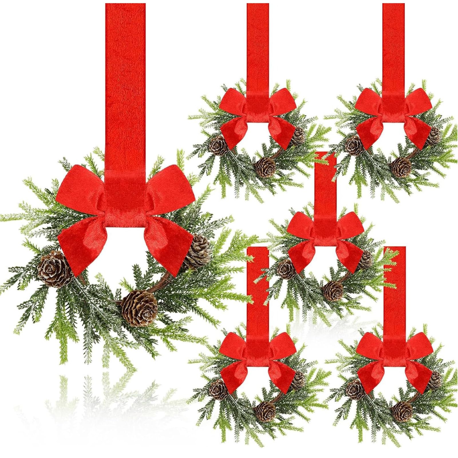 NEWFT Bowknot Closet Hooks with Ribbon Multipurpose Wreath Hanging Rings for Home Holiday Festival Decoration