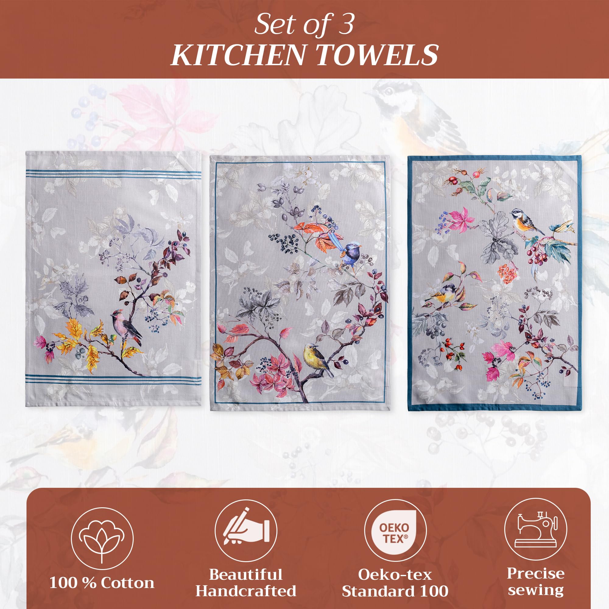 Maison d' Hermine Equinoxe - Juego de 3 Toallas de Cocina Multiusos, 100% algodón, Suaves y absorbentes, paños de Cocina, paños de Cocina (Beige, 50 cm x 70 cm)
