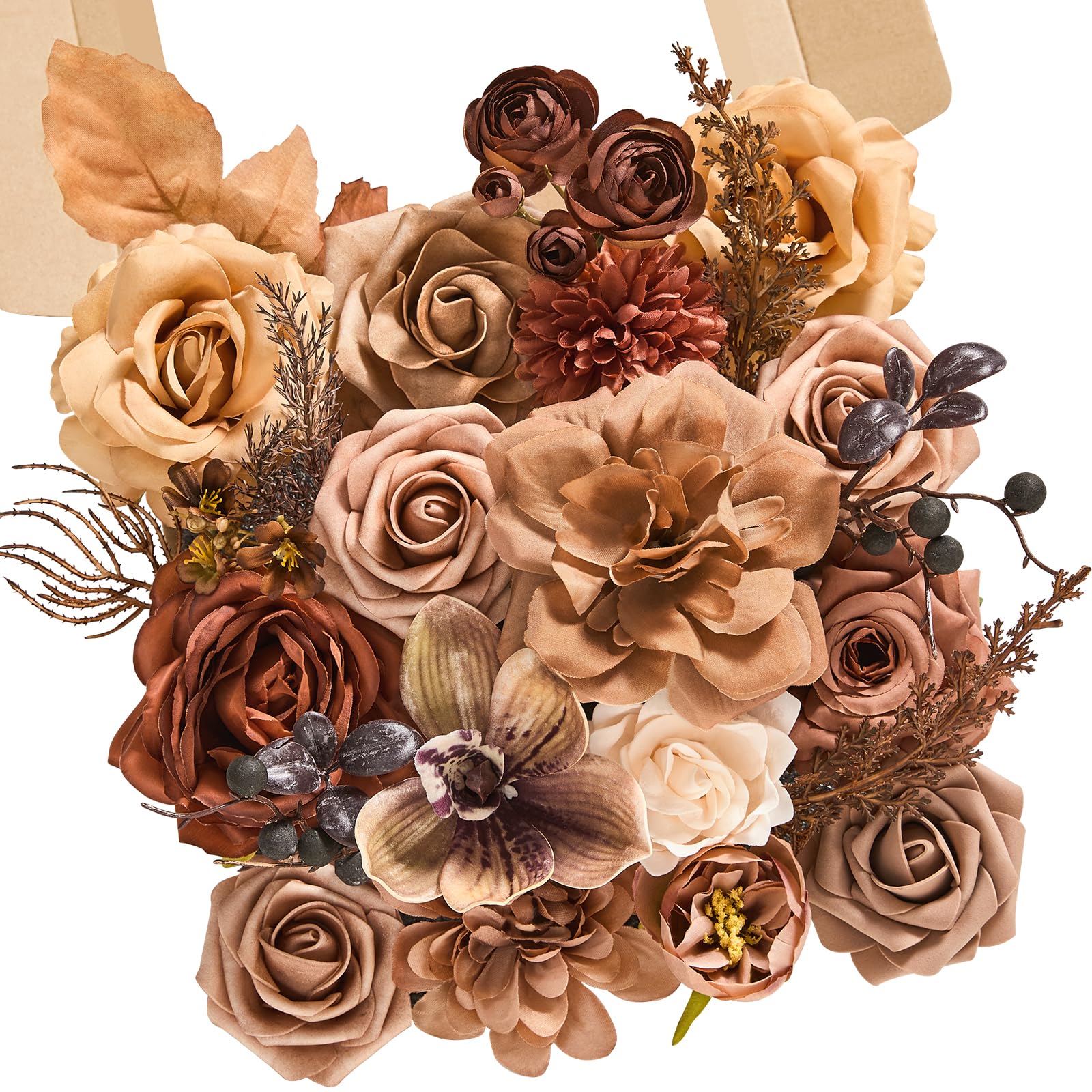 Fleurs artificielles marron en soie pour réussir votre décoration de mariage sans flétrissement