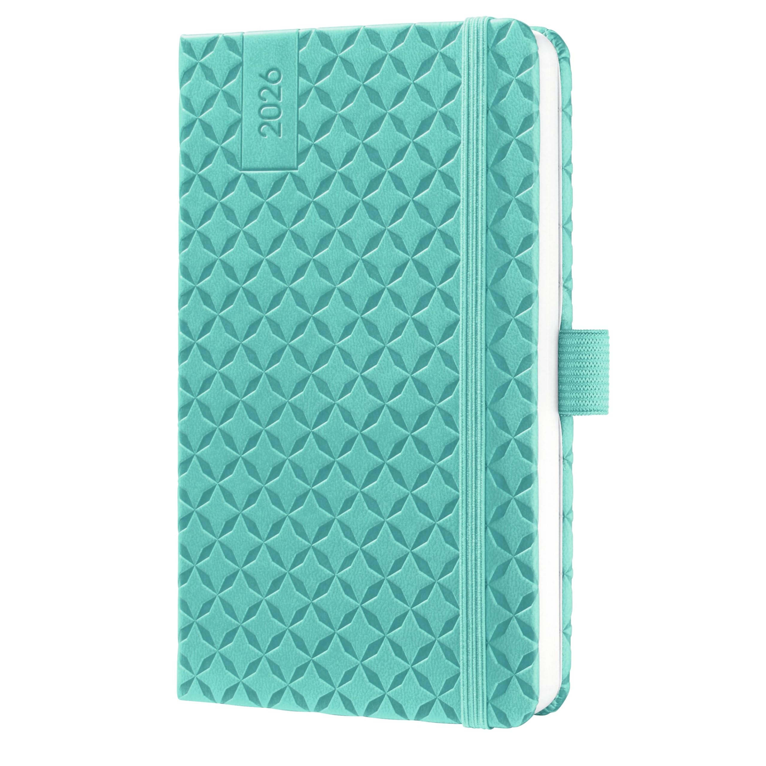 SIGEL J6102 Wochenkalender 2026 A6, petrol, Hardcover, Gummiband, Stiftschlaufe, Einstecktasche, 174 Seiten, vegan, aus nachhaltigem Papier, Terminplaner Taschenkalender Jolie