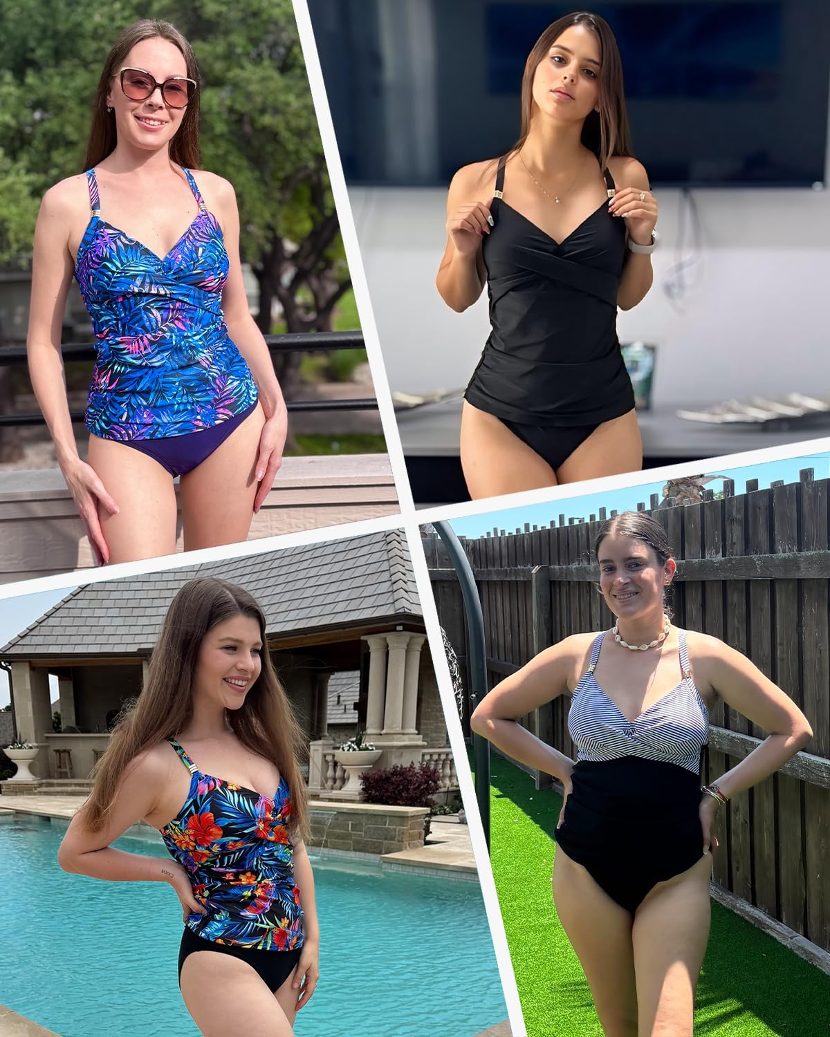 Women's Tankini Swimsuits - Two Piece Swimsuit Tummy Control Bathing Suit 2025 Twist V Neck Swimwear - Image 6