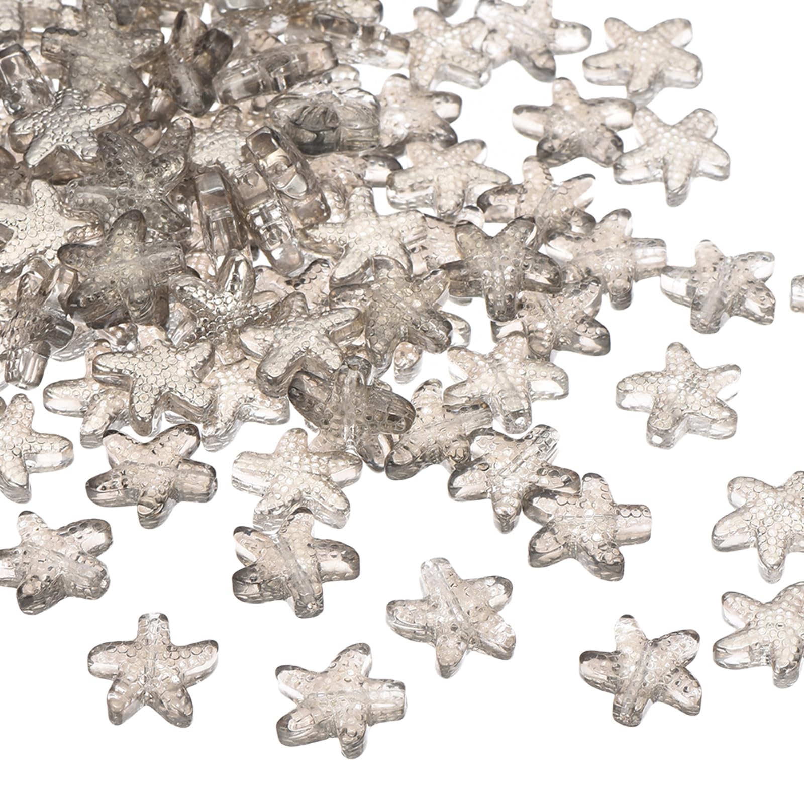 PATIKIL 60 Pcs Starfish Beads, Ocean Starfish Sea Animal Bead Bracelet Necklace Earring Making Supplies Loose Bead for DIY Craft Jewelry, Transparent Gray