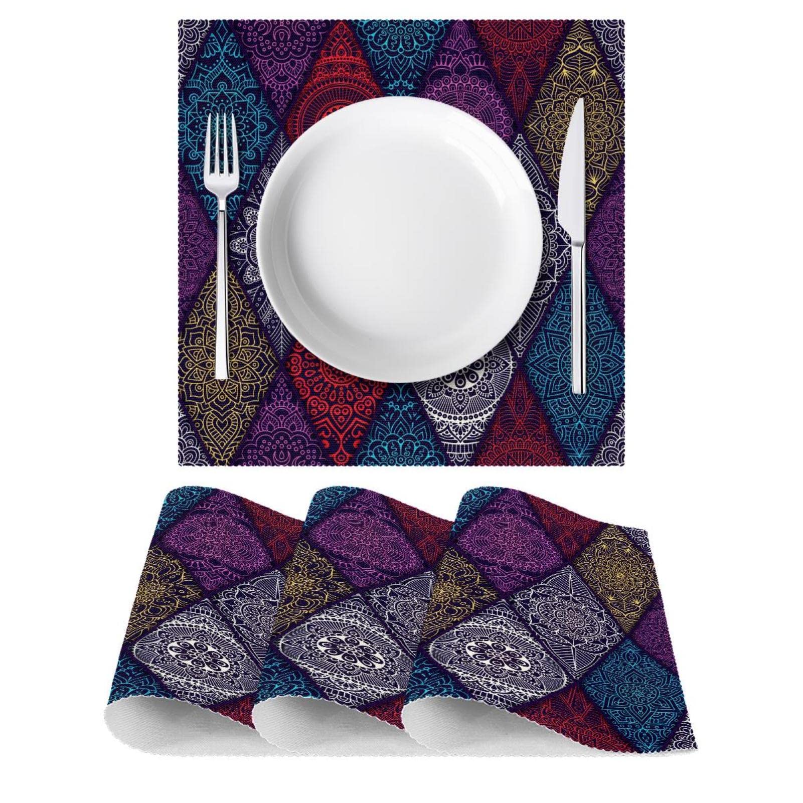 Tovagliette Mandala Set Di 4 - Tovagliette In Lino Impermeabili Antiscivolo 45x32 Cm - Foto 7