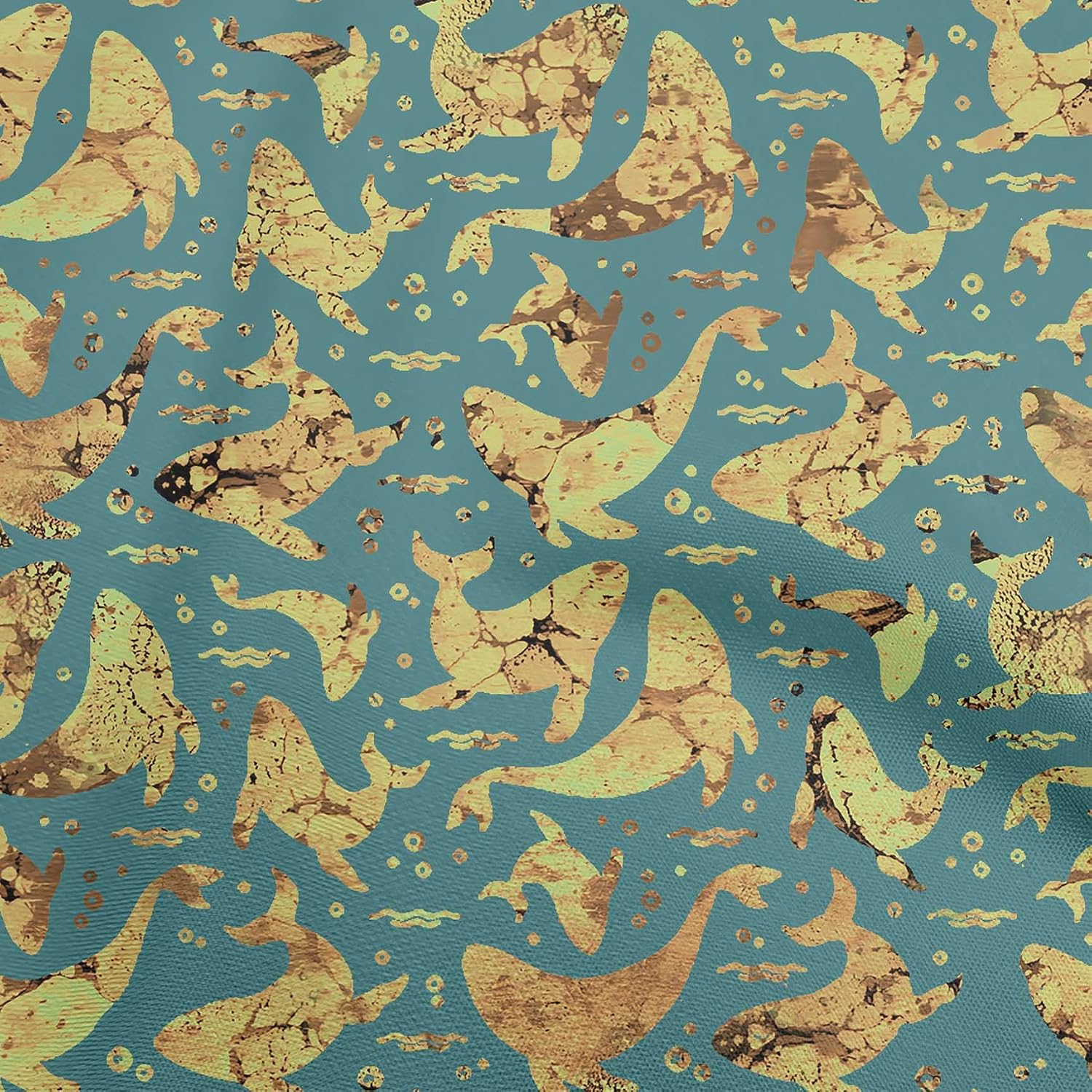 oneOone Cotton Flex Teal Blue Fabric Sea Fabric for Sewing Printed Craft Fabric By The Yard 40 Inch Wide