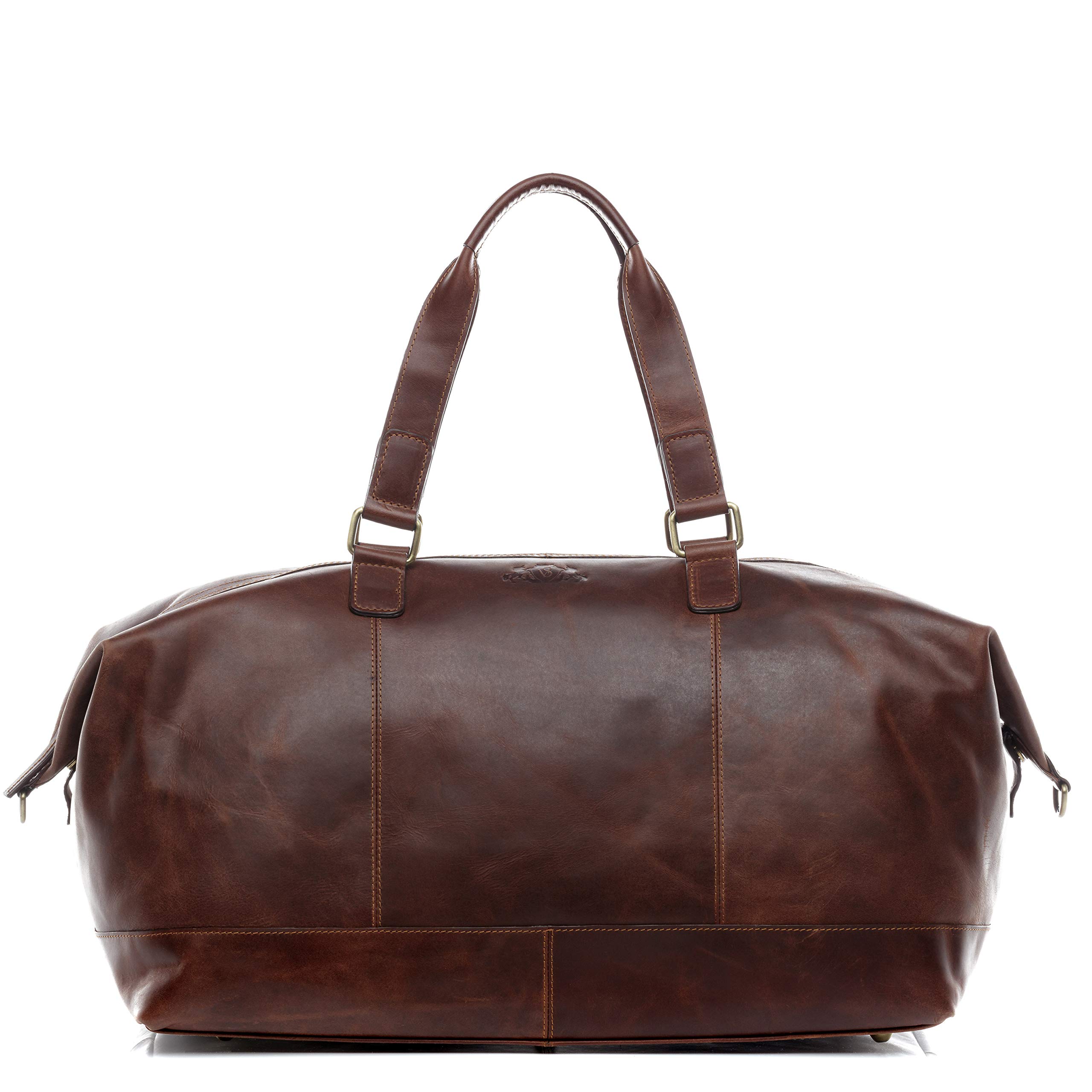 SID & VAIN® Bolsa de Viaje tamaño Grande Logan Bolso de Deporte Fin de Semana Maletín Weekender Equipaje de Mano Cabina Piel marrón