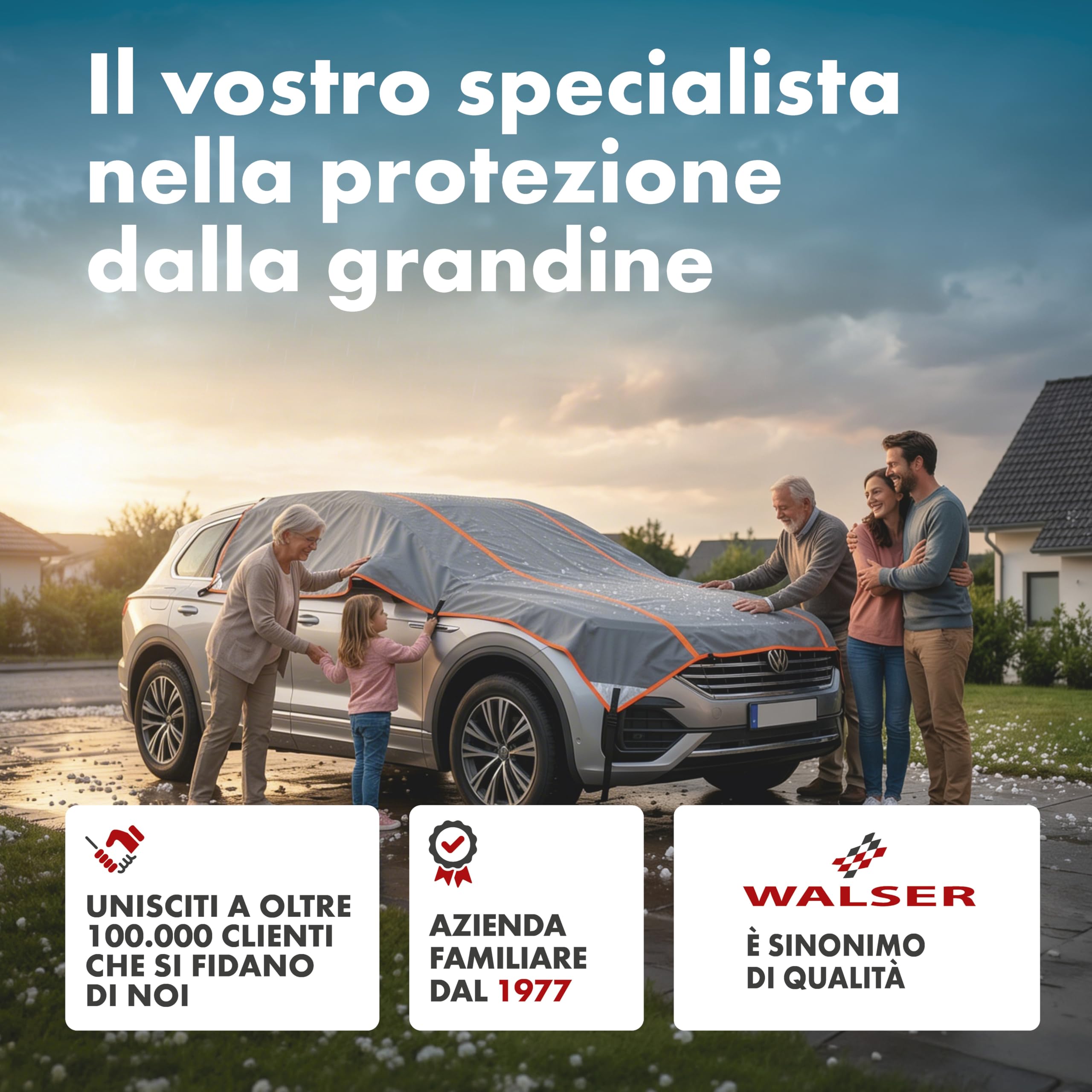 WALSER Protezione grandine camper/caravan Perma Protect, garage antigrandine misura universale, telo protezione veicolo ricreazionale - misura L (350 x 290 cm) grigio