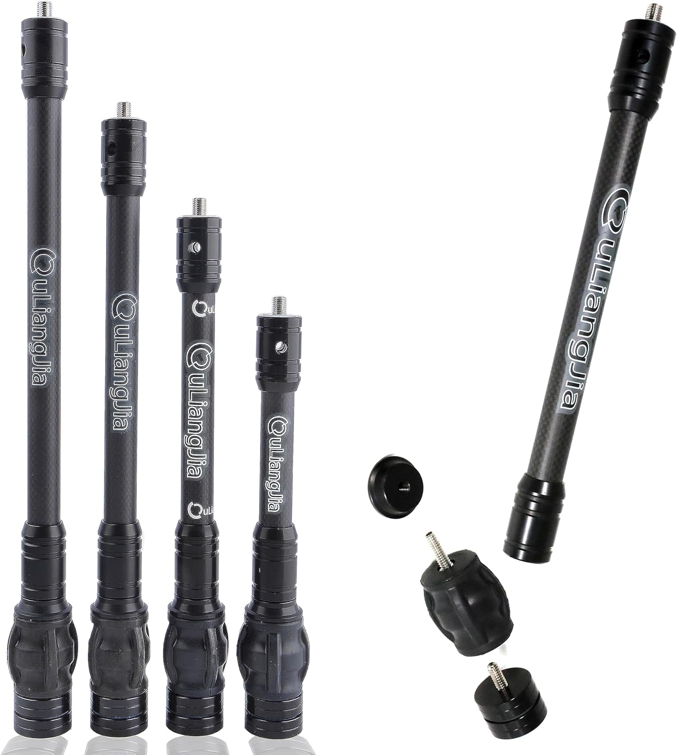 Bow Stabilizer for Compound Bow, 6" 8" 10" 12" Rod Balance Bar with Damping System and Weights Shock Absorber for Compound Bow Archery Accessory