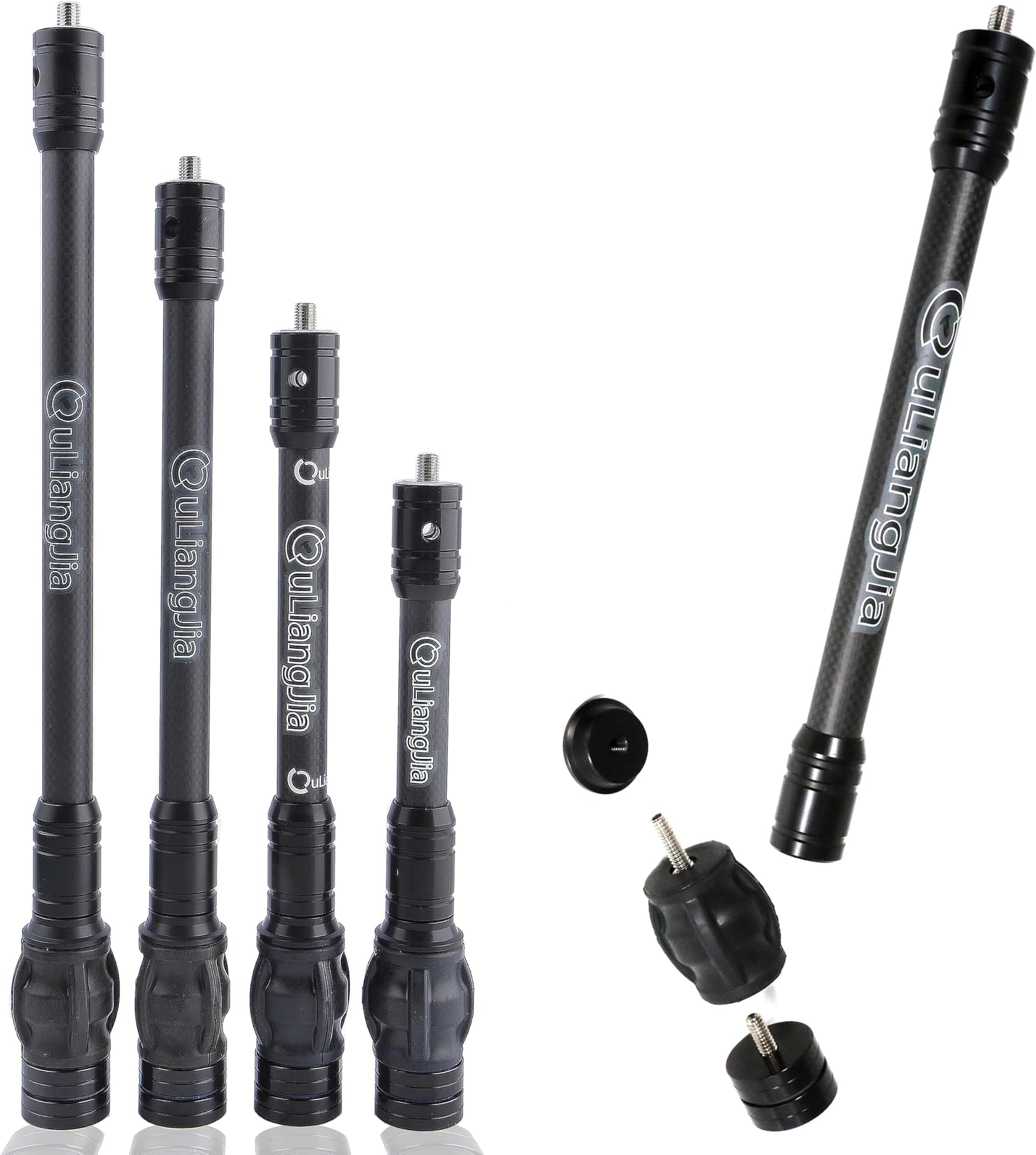 Bow Stabilizer for Compound Bow, 6" 8" 10" 12" Rod Balance Bar with Damping System and Weights Shock Absorber for Compound Bow Archery Accessory