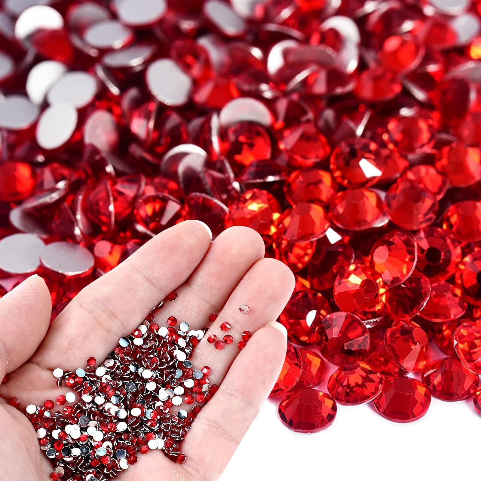 5000Pcs 4 mm Resin Rhinestones, Red Rhinestones, Hotfix Flatback Crystal Bling Diamonds, Red Gems for Shoes, Clothing, Cups, Bottles, Makeup, and DIY Nail Art Decoration
