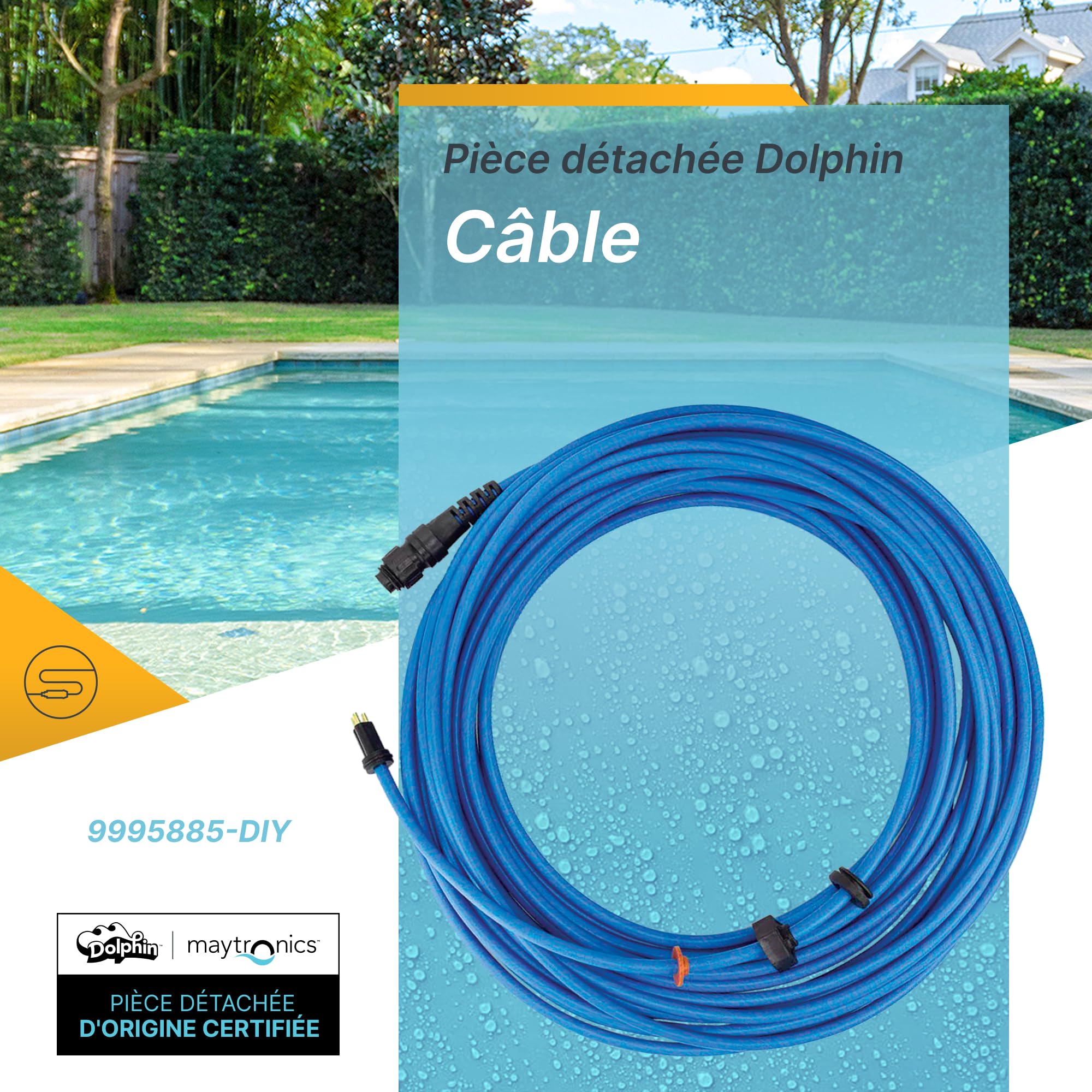 Dolphin Pièce détachée Câble Bleu de 18 mètres pour plus de mobilité - Référence 9995885-DIY