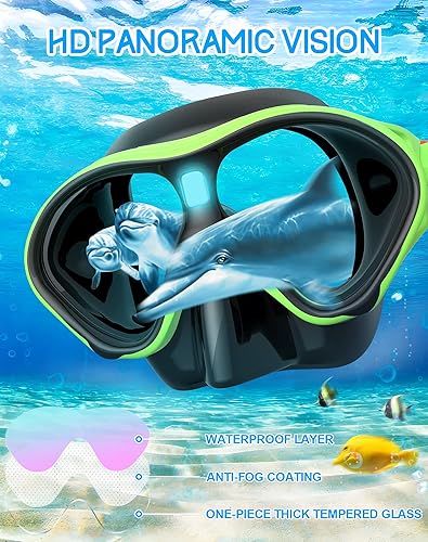 Miniatura 6 de Gintenco Juego de esnórquel para niños, máscara de buceo para niños como gafas de natación unisex para niños, máscara de buceo antivaho y juego