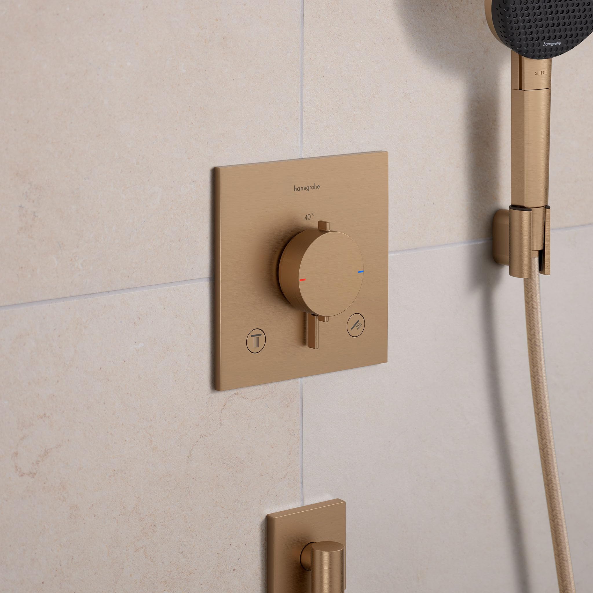 hansgrohe Ecostat Comfort E - termostat prysznicowy podtynkowy, armatura prysznicowa z blokadą bezpieczeństwa (SafetyStop) w temperaturze 40°C, termostat do prysznica, bateria mieszająca dla 2