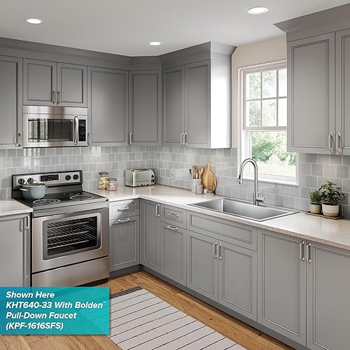 Miniatura 5 de KRAUS Fairlane KHT641-25 - Fregadero de cocina de acero inoxidable de calibre 18 de 25 pulgadas, montaje en la parte superior