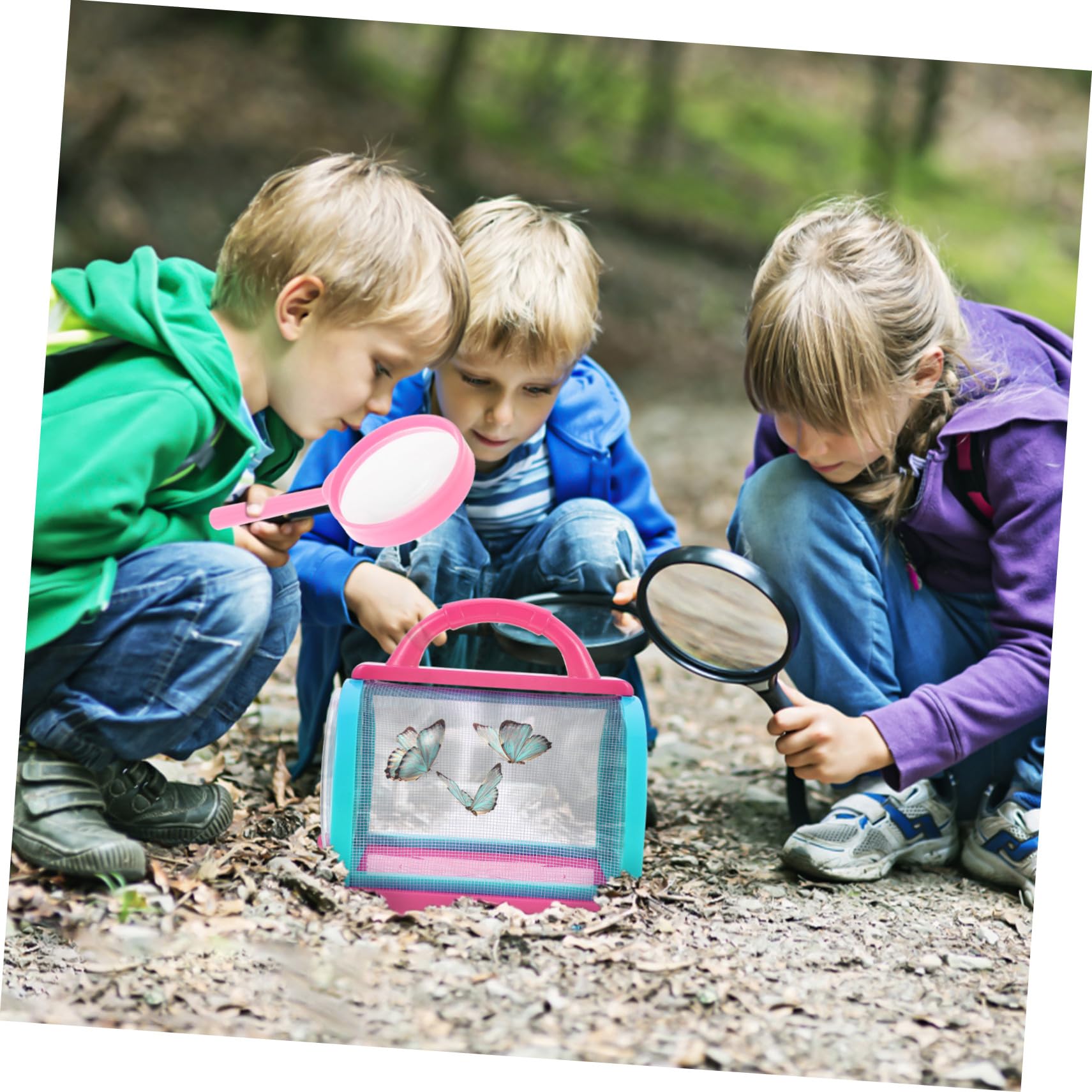 Kit de Captura de Exploración para Niños, 1 Juego Rosa | Red y Jaula de Observación, Plástico y Tela, para Camping y Actividades de Observación Biológica al Aire Libre
