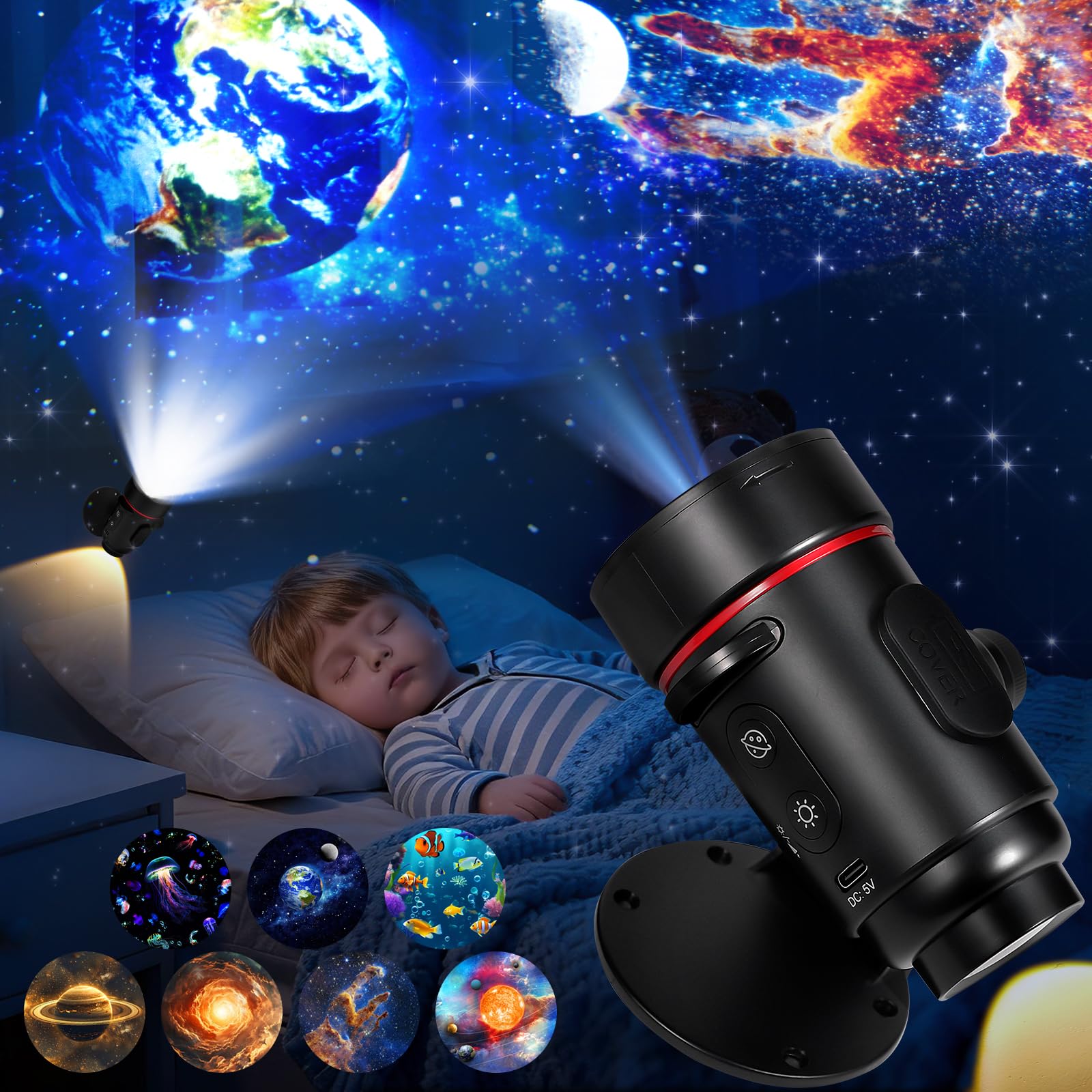 Galaxy Projector, 2-in-1 Planetarium Star Projector with 7 HD