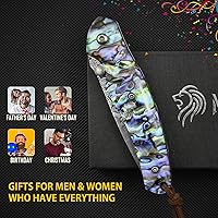 Vista 5 de NedFoss Cuchillo de bolsillo, cuchillo de bolsillo de damasco con mango de concha de abulón, cuchillo plegable de acero de Damasco forjado hecho a