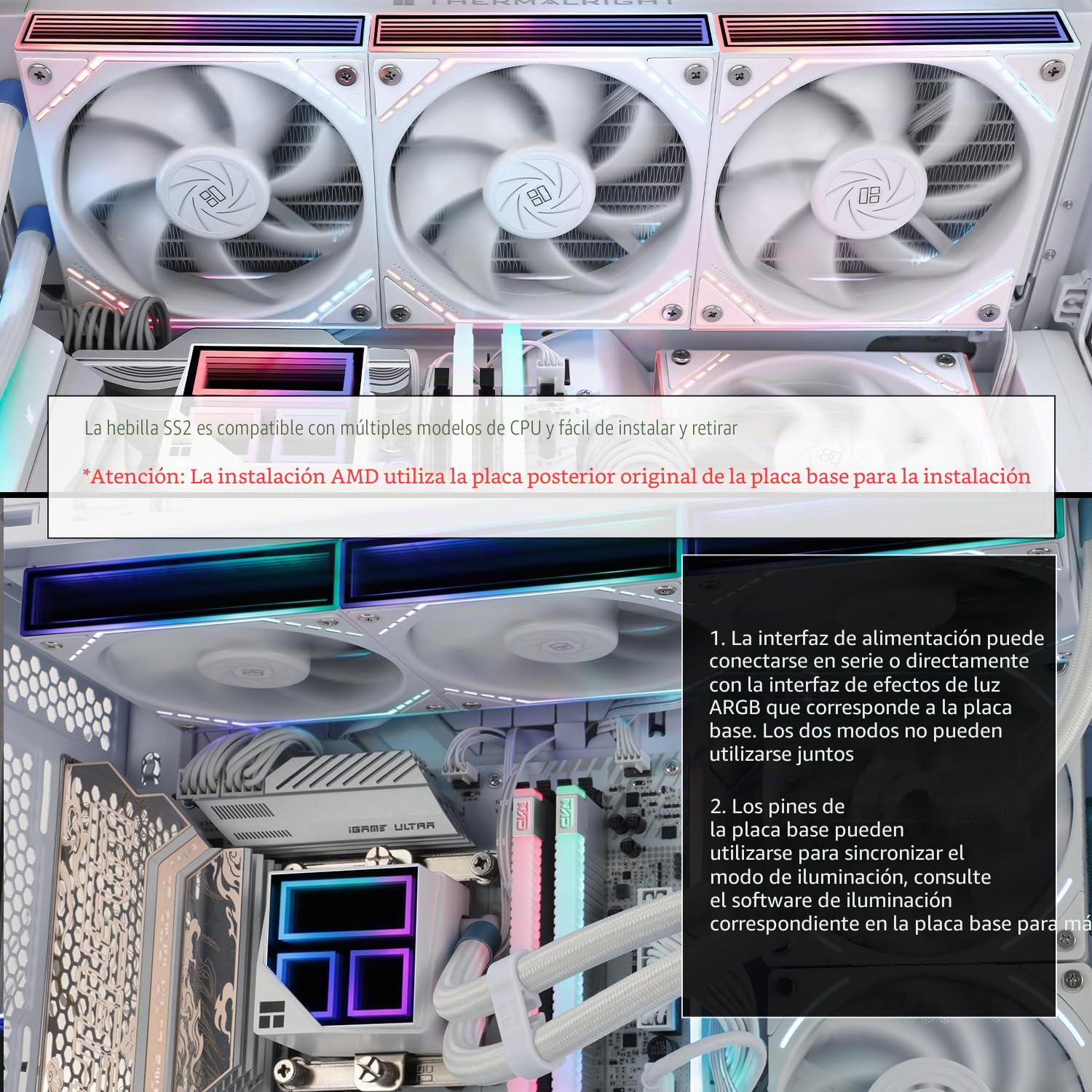 TR-Thermalright Frozen Infinity 360 Blanco Líquido CPU Kühler, 360mm Aio Kühler-Infinity Espejo Efecto de Luz, 2000RPM, para AM4/AM5, Intel LGA1851/1700/1150/1151