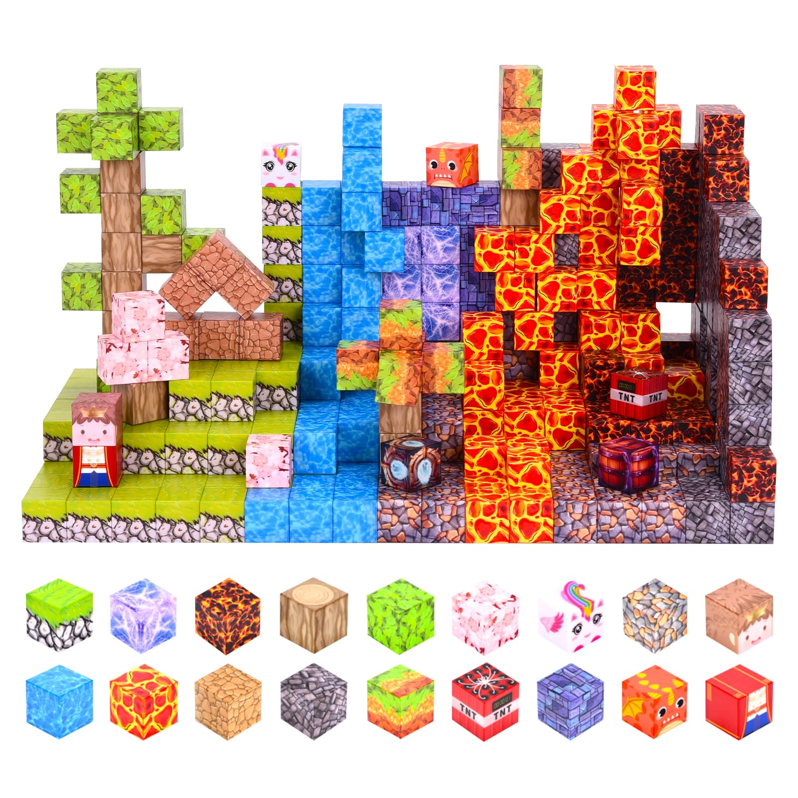 JOMBY Magnetic Blocks, 110PCS 3D Magic Magnetic Building Blocks World for Kids 3-12, 0.8" Magnet Tiles STEM Sensory Toys, Creative Learning Boys &