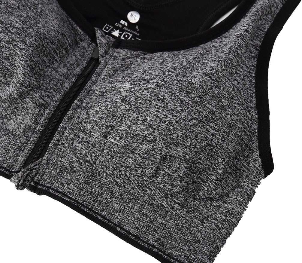 Women's Zipper Front Closure Sports Bra Racerback Yoga Bras - Image 5