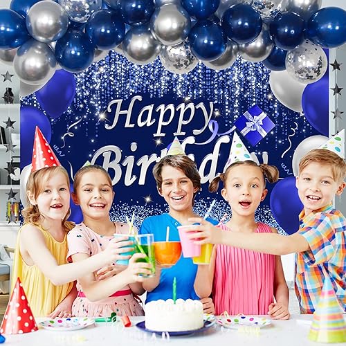 Miniatura 3 de Decoraciones de cumpleaños azul marino para hombres y mujeres globos de feliz cumpleaños decoración de fiesta para niños y niñas con telón de fondo