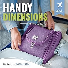 BOACAY Hanging Travel Toiletry Bag for Women and Men, Makeup Bag, Bathroom & Shower Organizer Kit for Accessories, Cosmetics, Travel Essentials